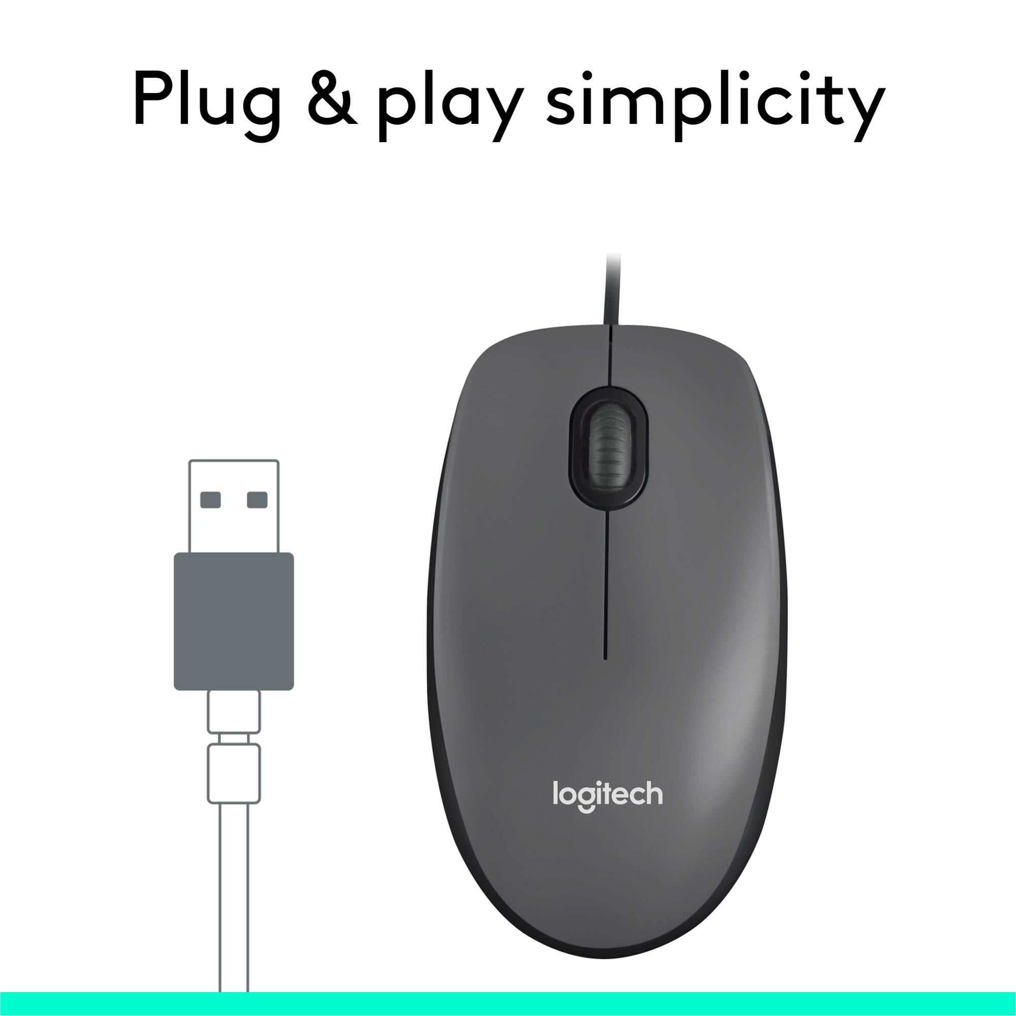 Logitech Mouse M100 gives you just the basics for comfortable, reliable control of your computer. It s built by Logitech the mouse experts and comes with the quality we ve built into more than a billion mice. — view 3