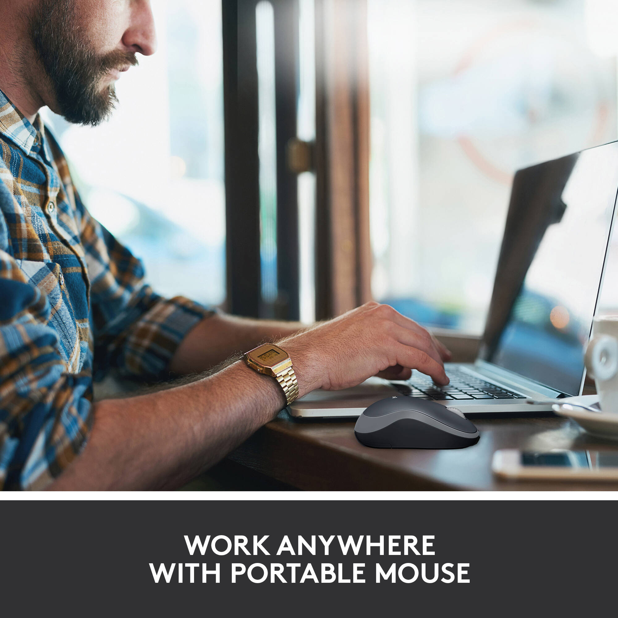 Comfortable, compact, and easy to use, the Wireless Mouse M185 enables you to work anywhere. — view 7