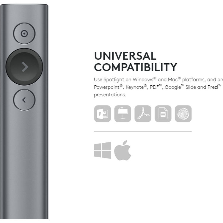 Logitech Spotlight Remote Slate wireless presentation remote with precise pointer control — view 19