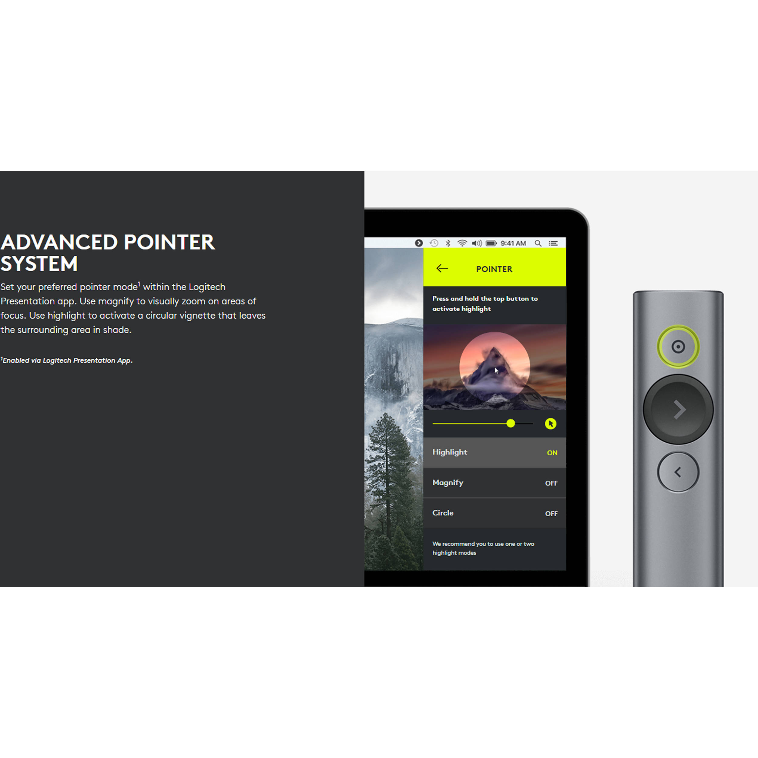 Logitech Spotlight Remote Gold wireless presentation remote with highlight and magnify control — view 17
