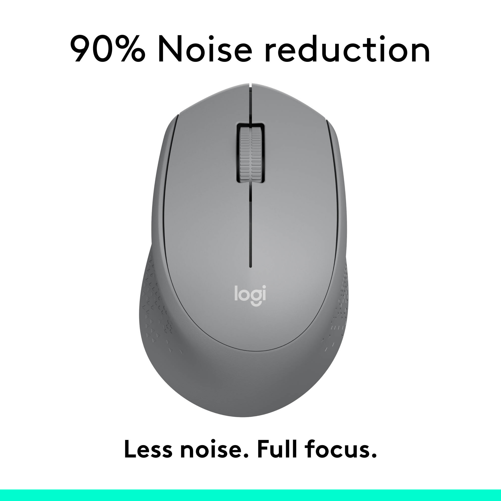 Logitech M330 Silent Plus Grey wireless right-handed mouse with silent clicks — view 2