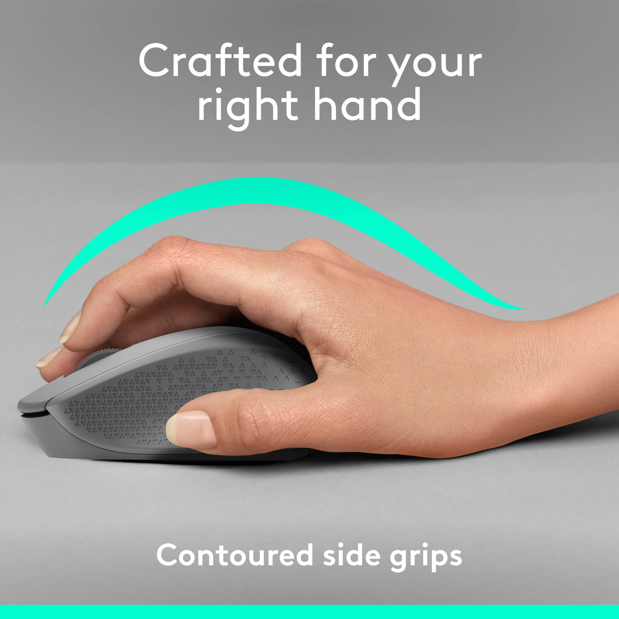 Logitech M330 Silent Plus Grey wireless right-handed mouse with silent clicks — view 3