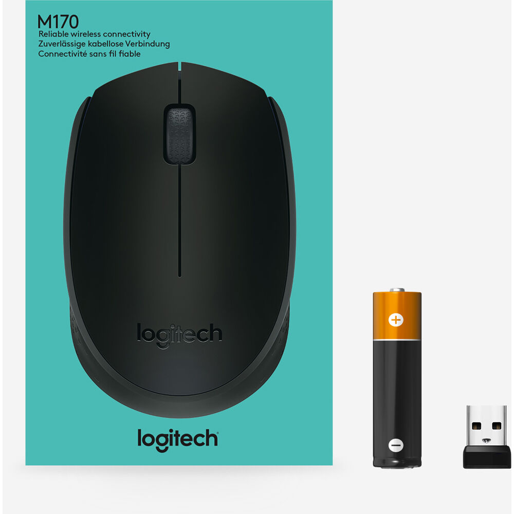 Choose a reliable wireless connection now with Logitech M170 Wireless Mouse. This affordable, no-hassle mouse has a 12-month battery life* and  works with Windows, Mac and Chrome . *Battery life may vary based on your use. — view 9
