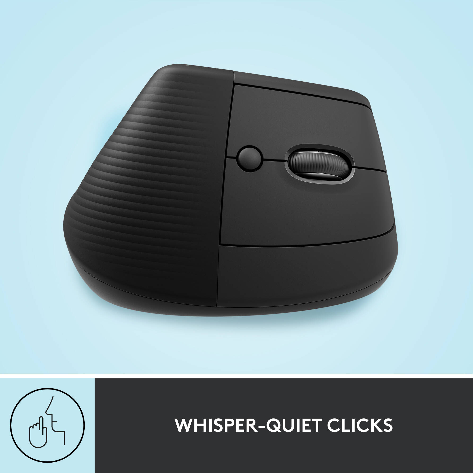 Logitech Lift Vertical Ergo Mouse in vertical right-hand ergonomic design with wireless connectivity — view 7