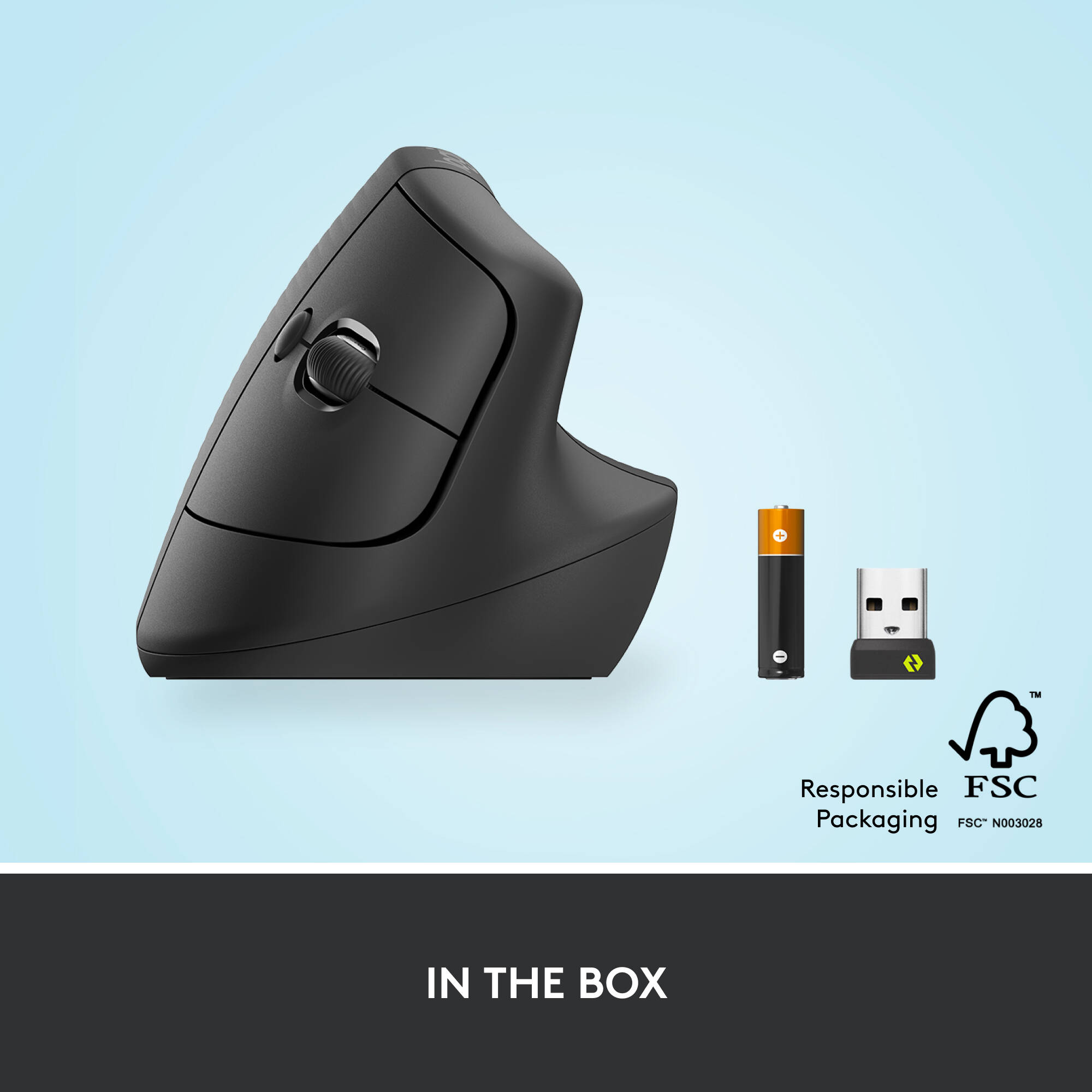 Logitech Lift Vertical Ergo Mouse in vertical right-hand ergonomic design with wireless connectivity — view 8