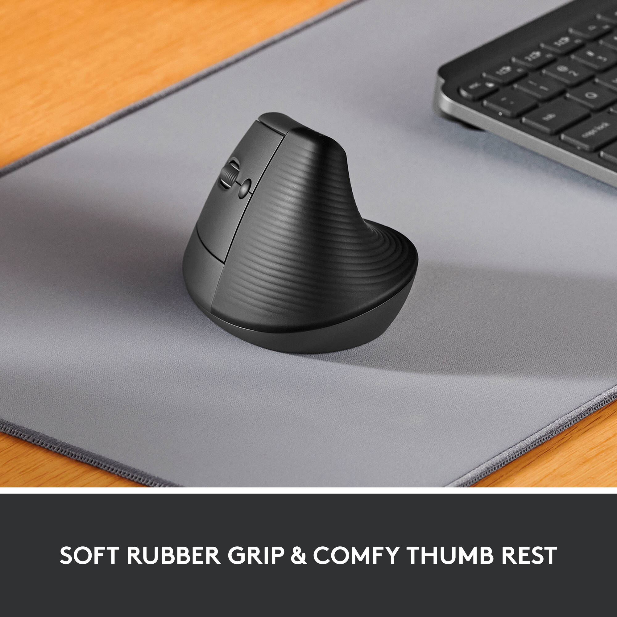 Logitech Lift Left Vertical Ergo Mouse in graphite, left-handed ergonomic wireless mouse — view 2