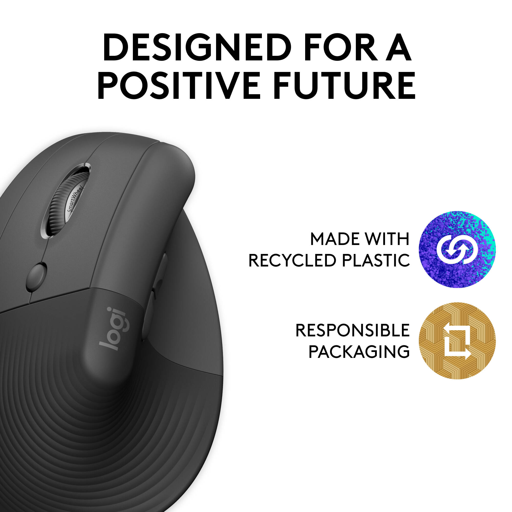 Logitech Lift Left Vertical Ergo Mouse in graphite, left-handed ergonomic wireless mouse — view 5