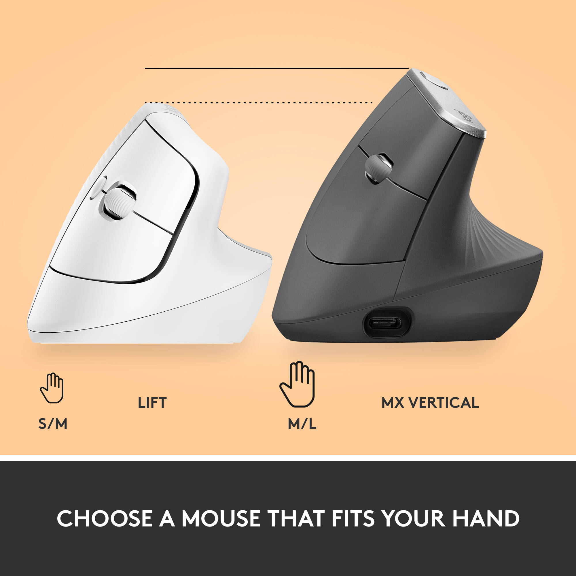 Logitech Lift Vertical Ergo Mouse white vertical ergonomic wireless mouse — view 9