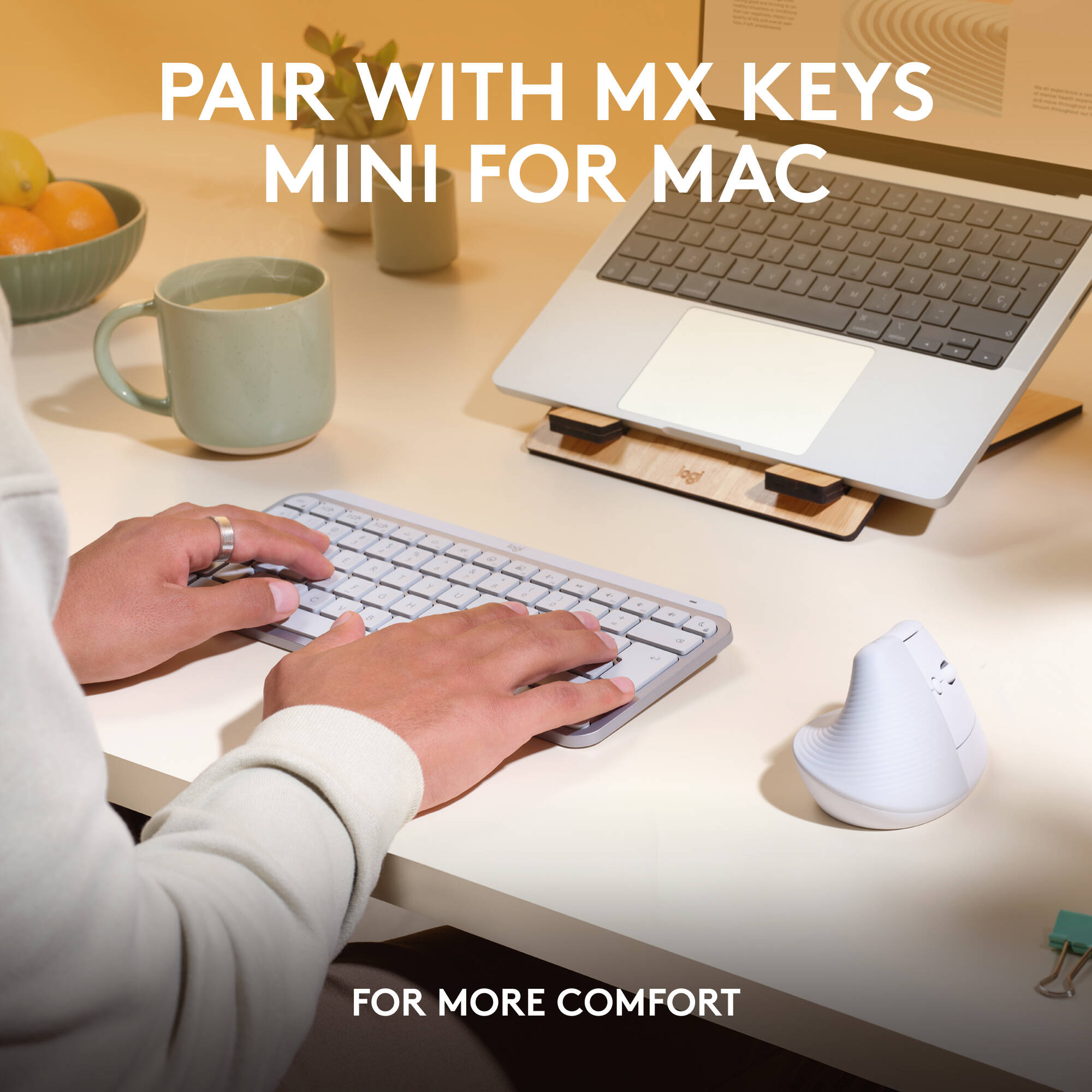 Logitech LIFT Ergo Mouse for Mac in off-white, vertical ergonomic wireless mouse — view 10