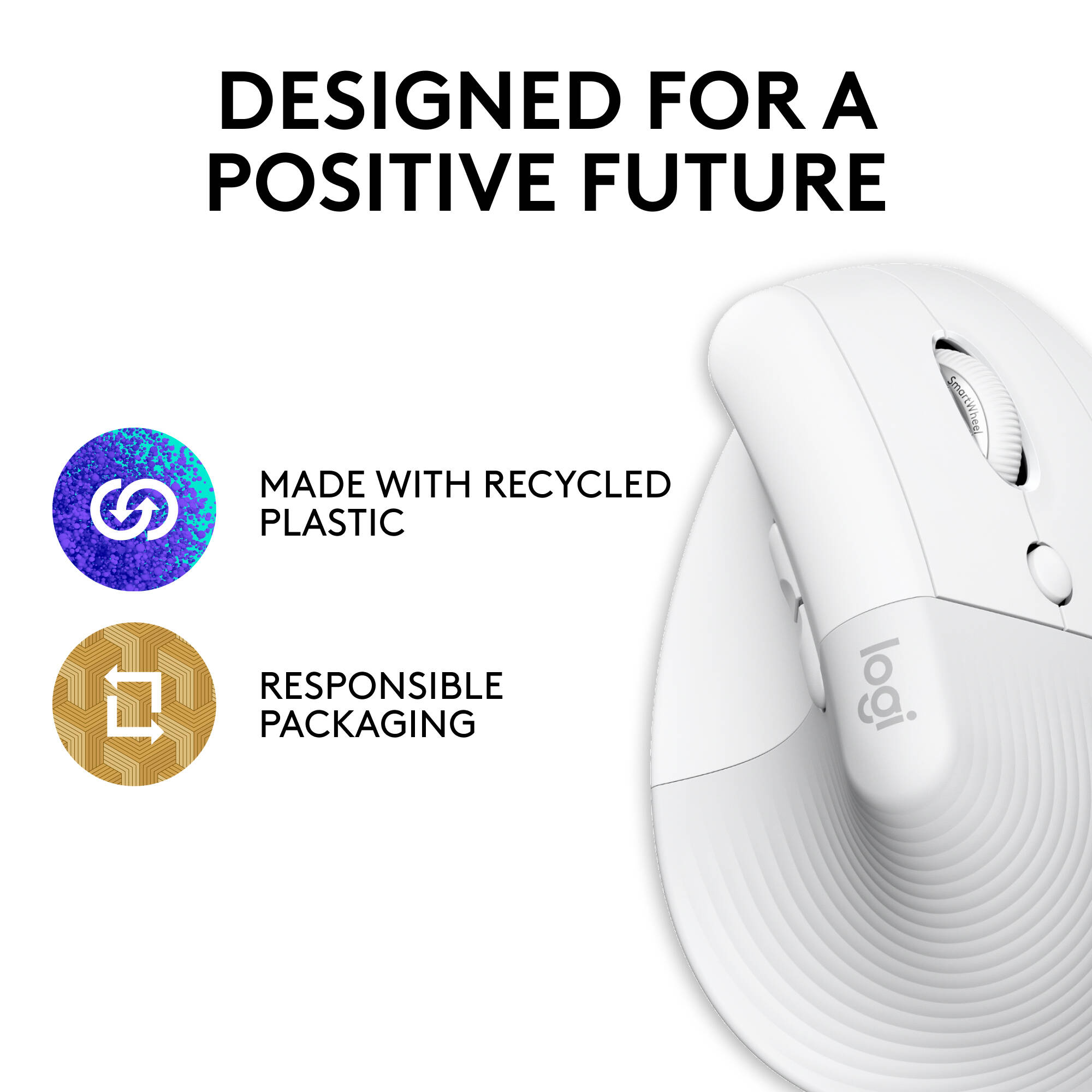 Logitech LIFT Ergo Mouse for Mac in off-white, vertical ergonomic wireless mouse — view 5