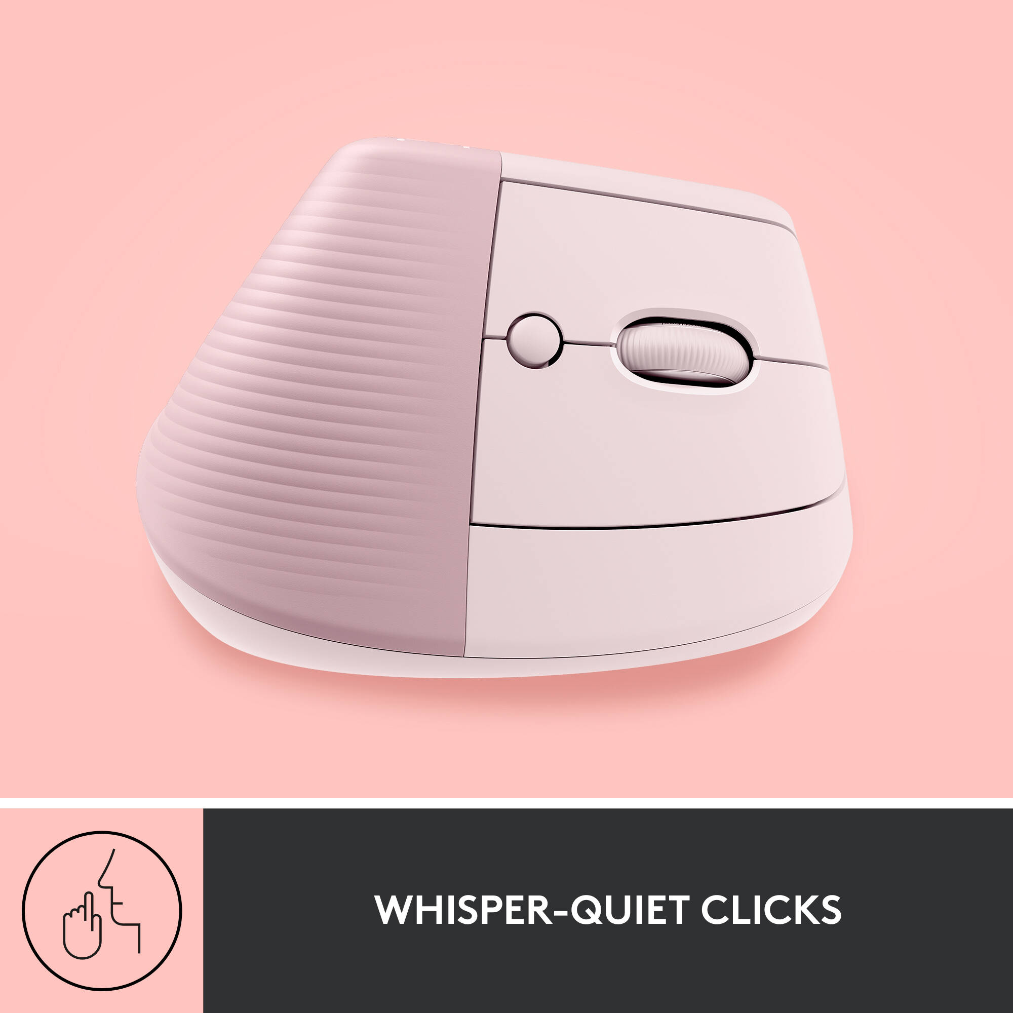 Logitech Lift vertical ergonomic wireless mouse in Rose — view 7