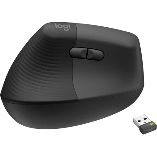 Logitech Lift Vertical Mouse for Business in graphite, vertical ergonomic wireless mouse for smaller hands — view 3