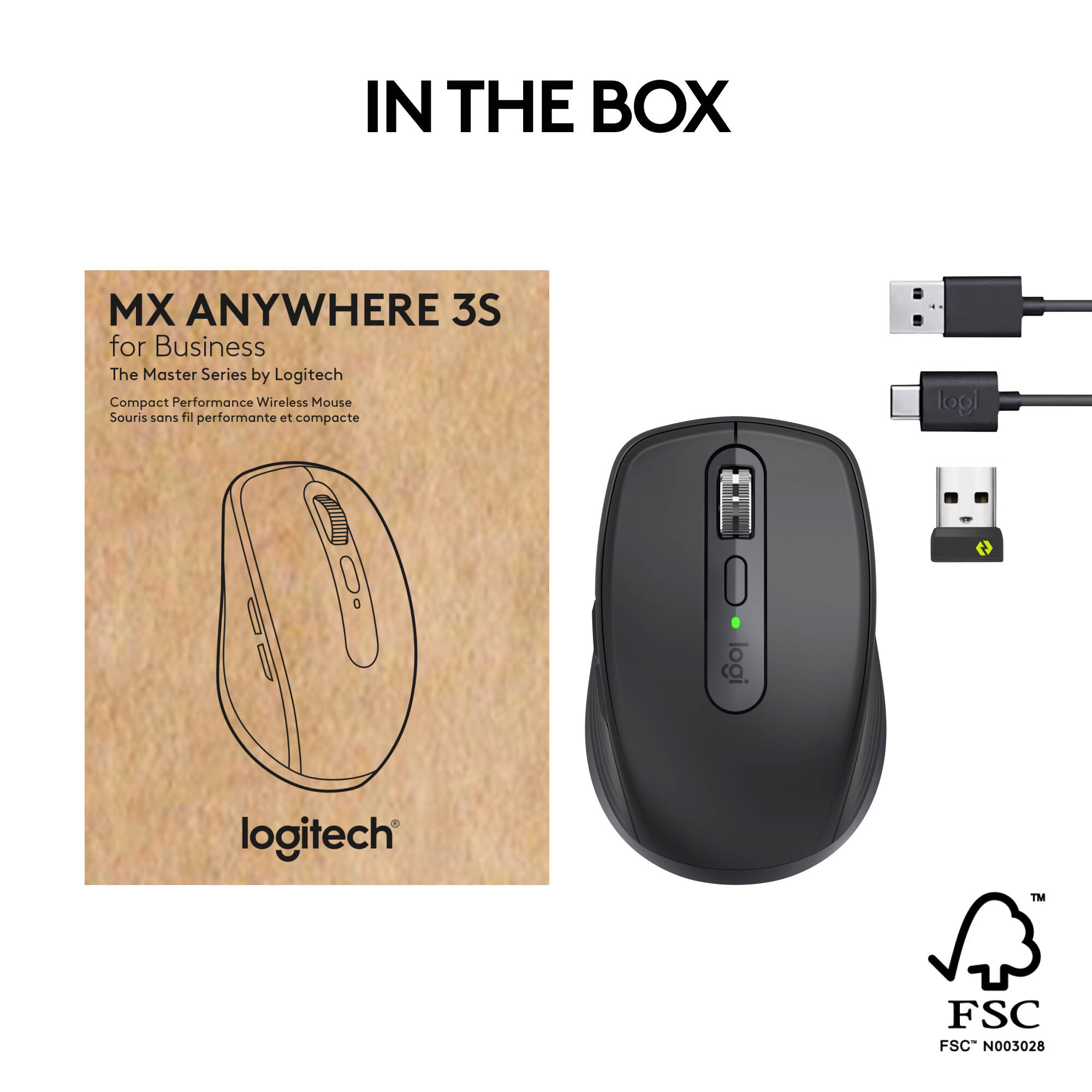 This compact mouse makes both IT help desks and on-the-move employees happy.  8000 DPI tracking, Quiet Clicks, and customizable with Logi Options+. Connects securely via Logi Bolt Bluetooth wireless. GRAPHITE. — view 10