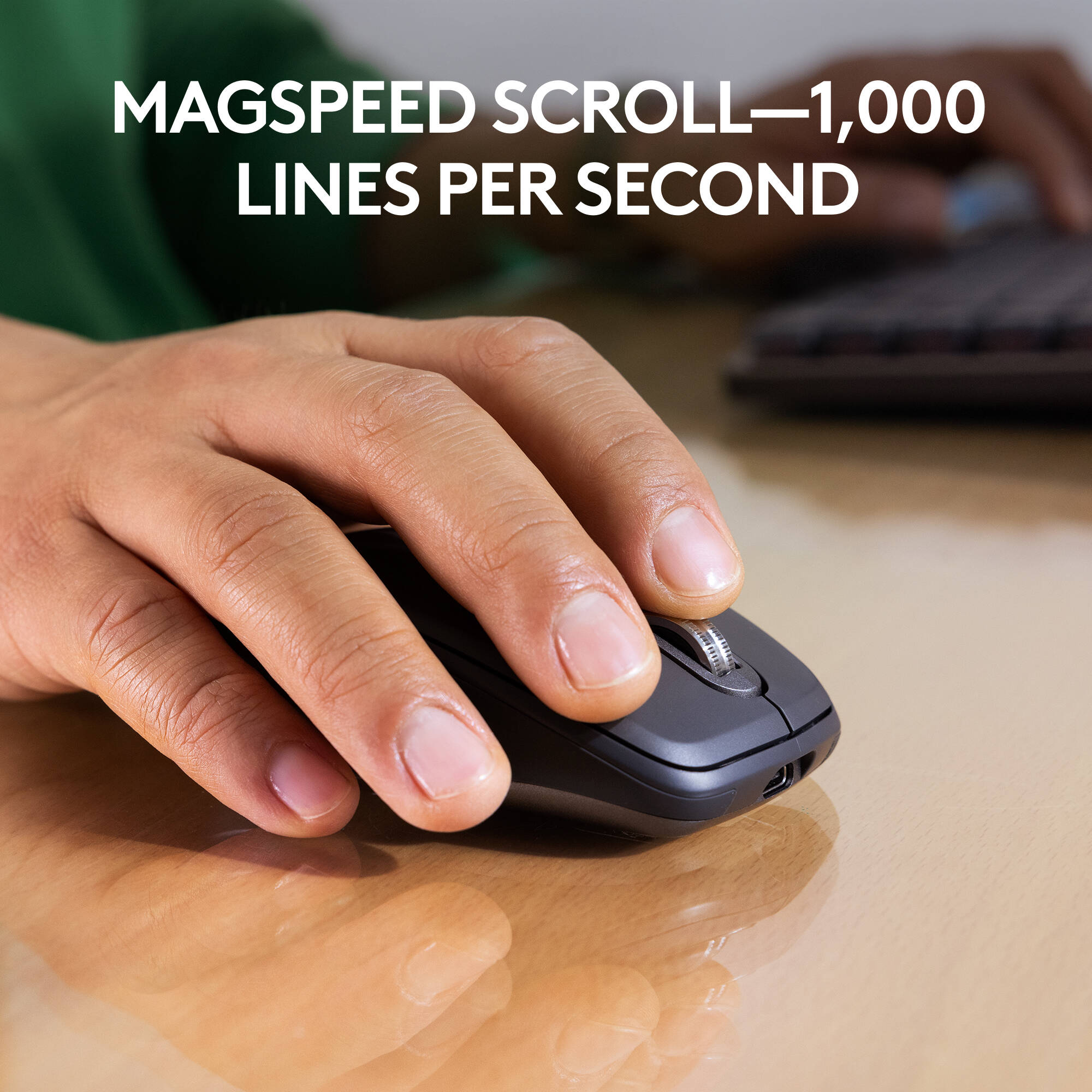 This compact mouse makes both IT help desks and on-the-move employees happy.  8000 DPI tracking, Quiet Clicks, and customizable with Logi Options+. Connects securely via Logi Bolt Bluetooth wireless. GRAPHITE. — view 5