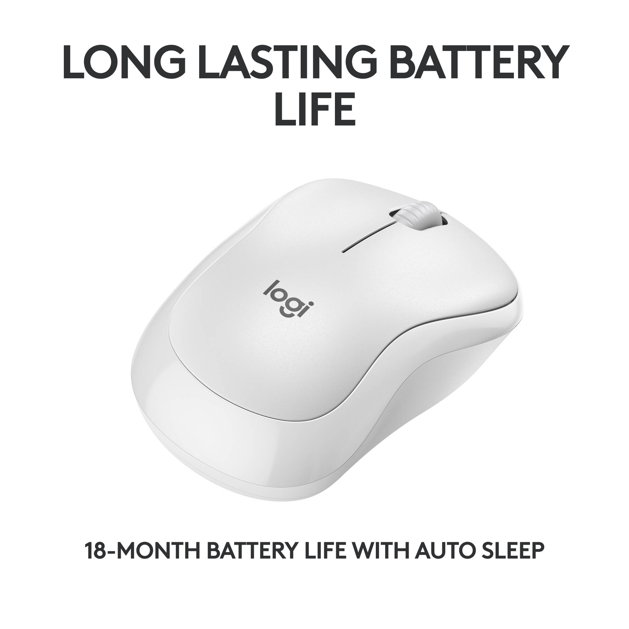 Logitech M240 Silent Bluetooth Mouse in Off-white, ambidextrous low-noise design — view 4