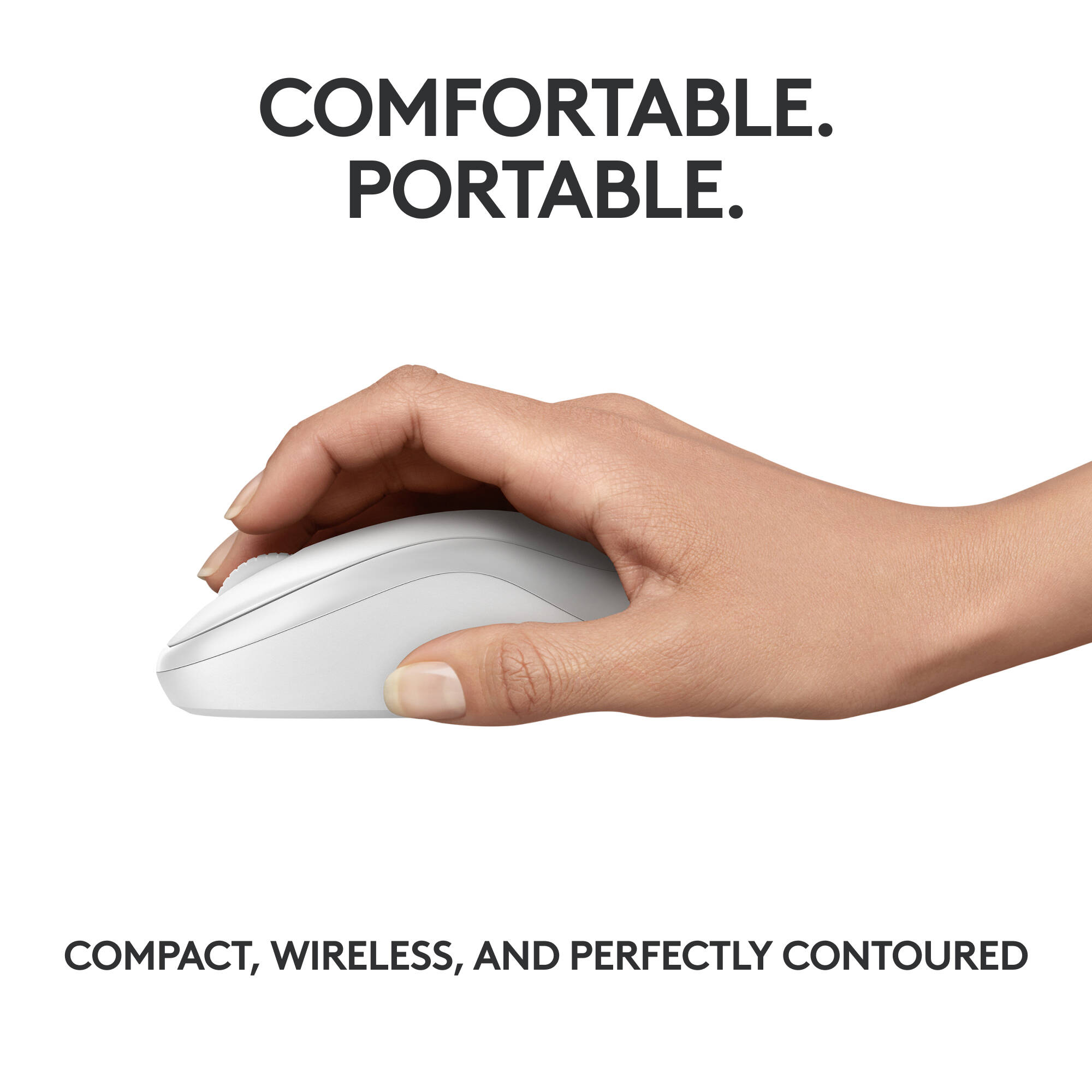 Logitech M240 Silent Bluetooth Mouse in Off-white, ambidextrous low-noise design — view 5