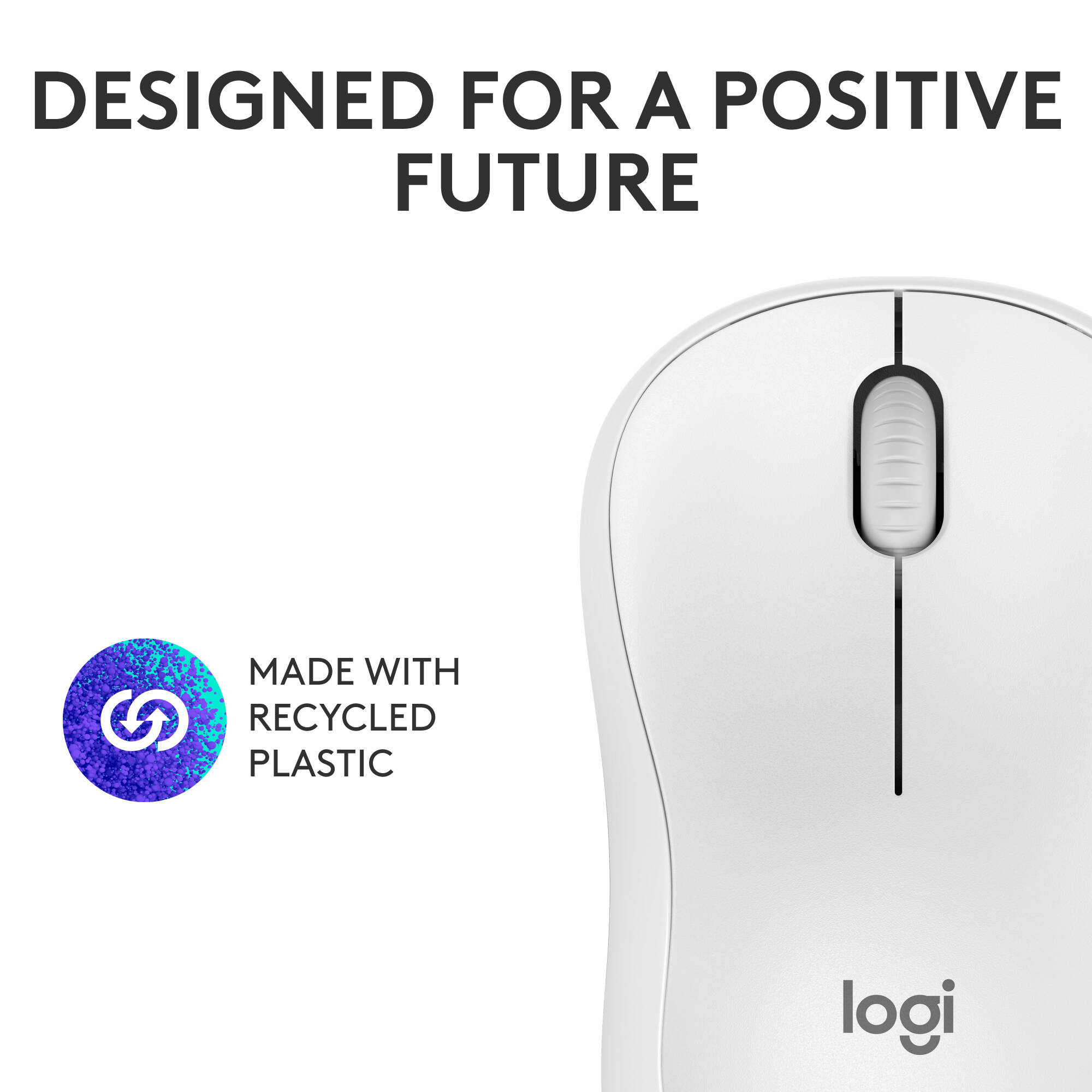 Logitech M240 Silent Bluetooth Mouse in Off-white, ambidextrous low-noise design — view 8