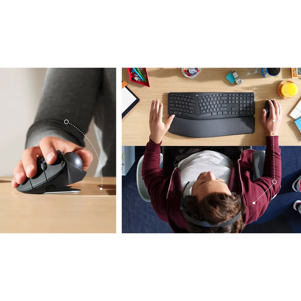 Logitech MX Ergo S Plus Graphite ergonomic wireless trackball mouse — view 13