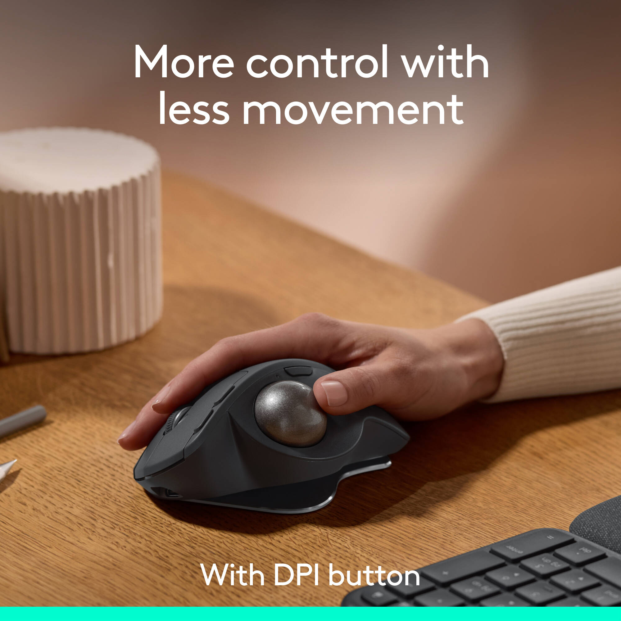 Logitech MX Ergo S Plus Graphite ergonomic wireless trackball mouse — view 2