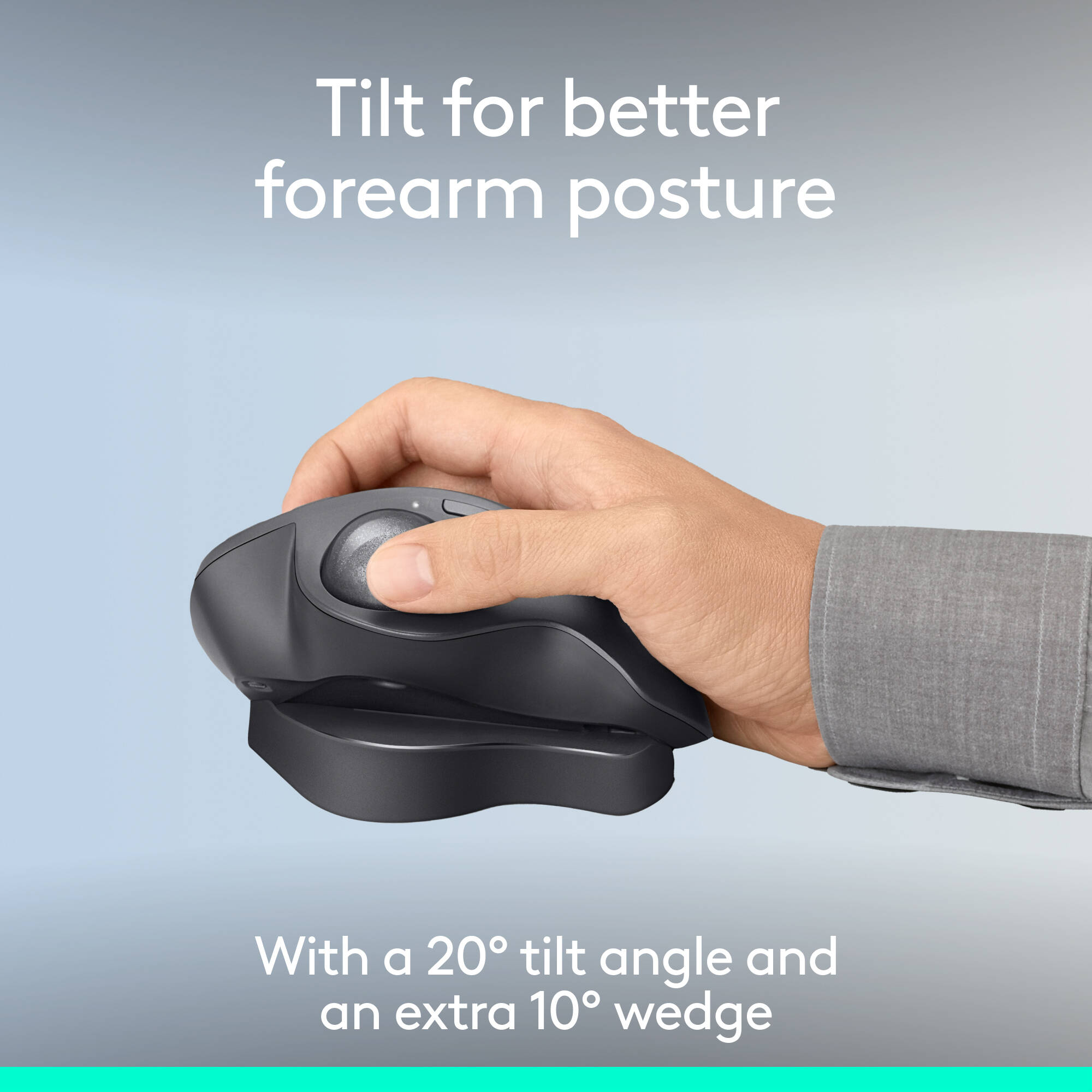 Logitech MX Ergo S Plus Graphite ergonomic wireless trackball mouse — view 3