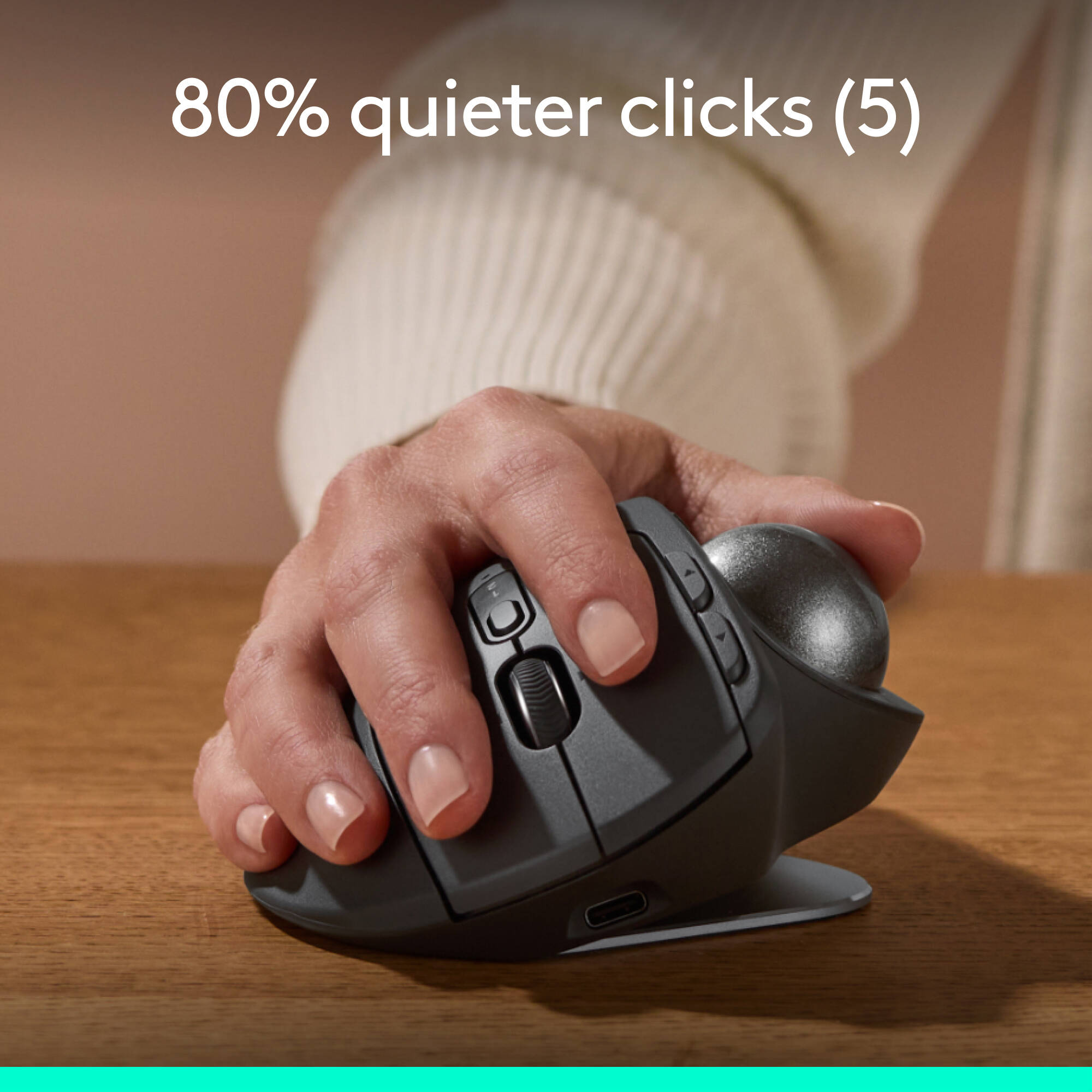 Logitech MX Ergo S Plus Graphite ergonomic wireless trackball mouse — view 7