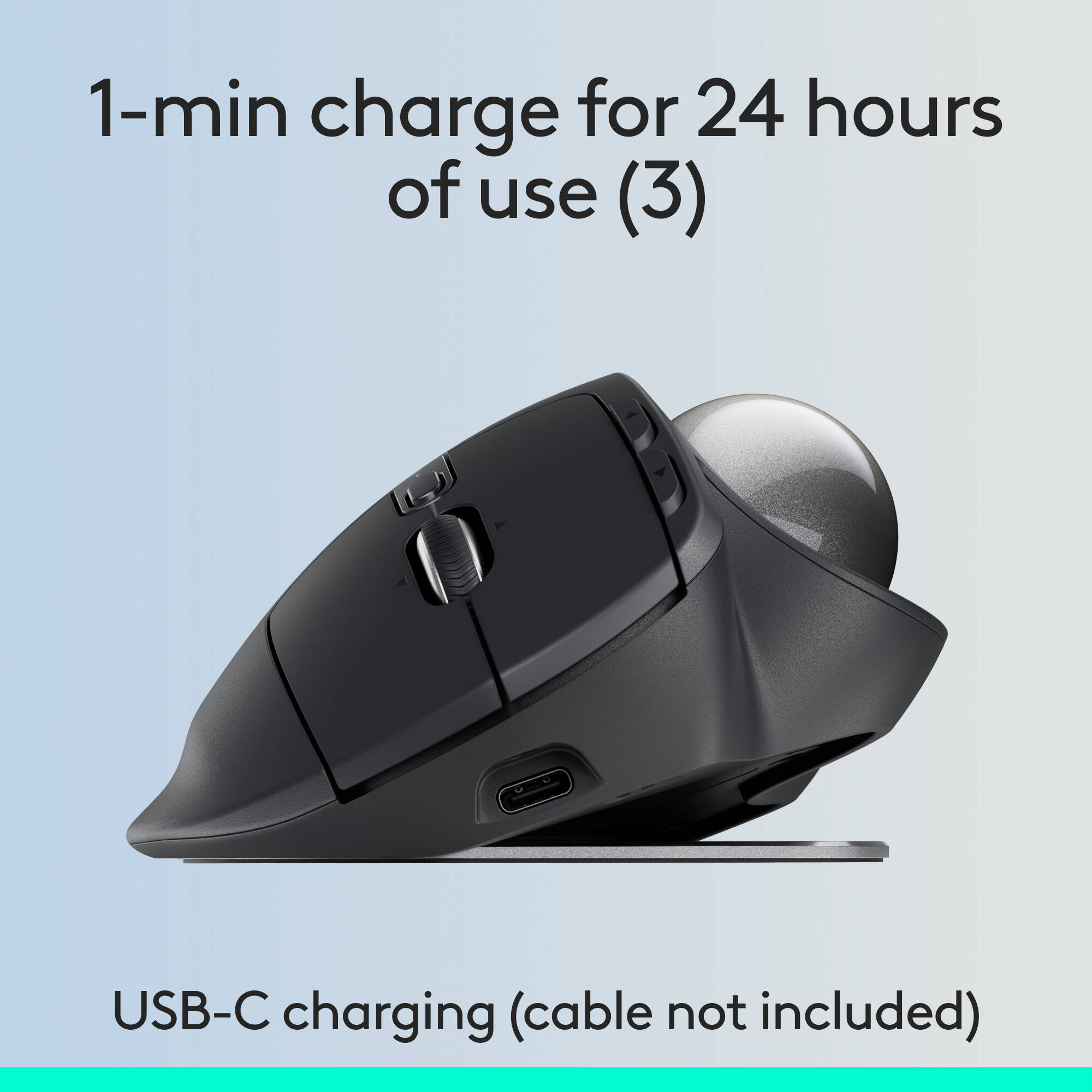 Logitech MX Ergo S Plus Graphite ergonomic wireless trackball mouse — view 8