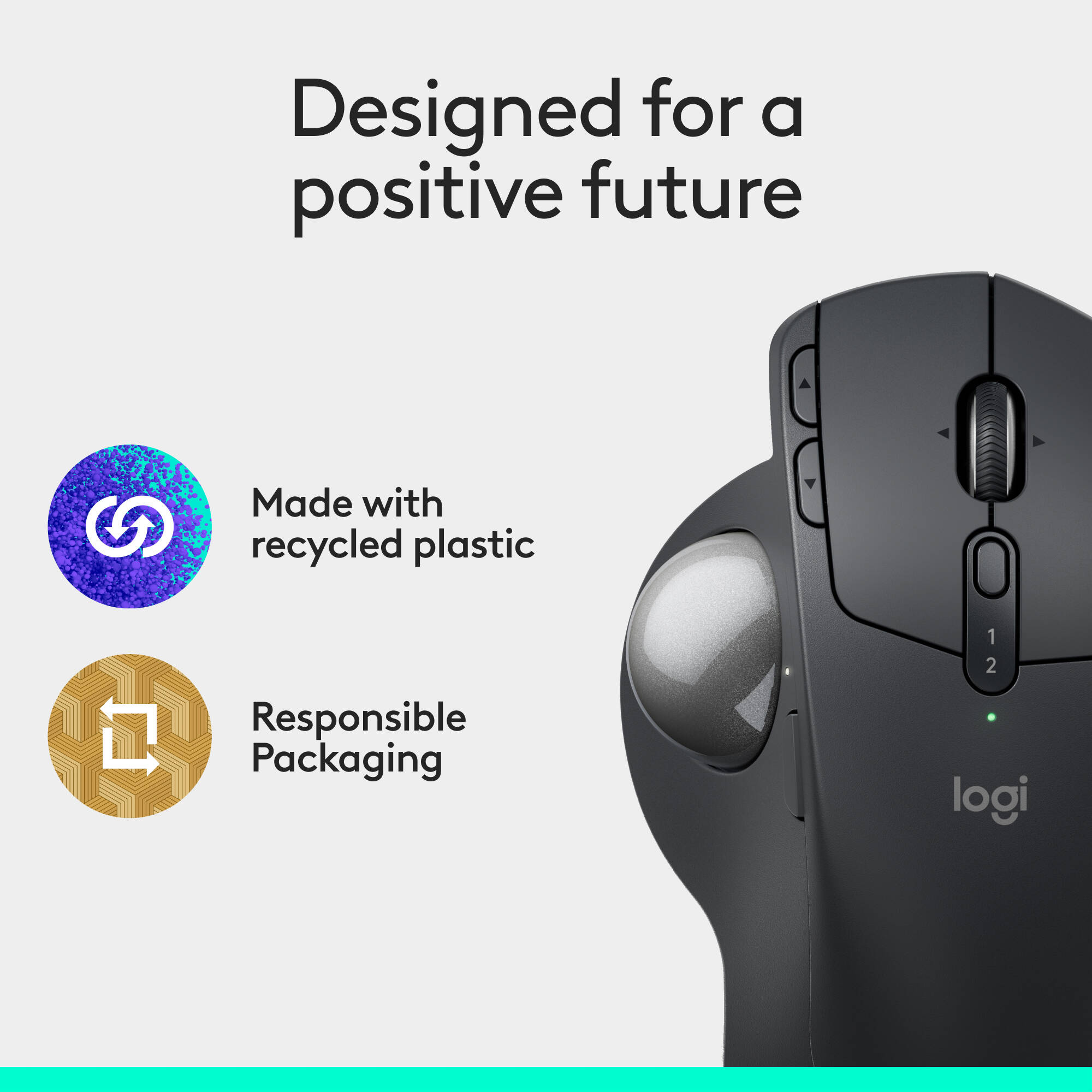 Logitech MX Ergo S Plus Graphite ergonomic wireless trackball mouse — view 9
