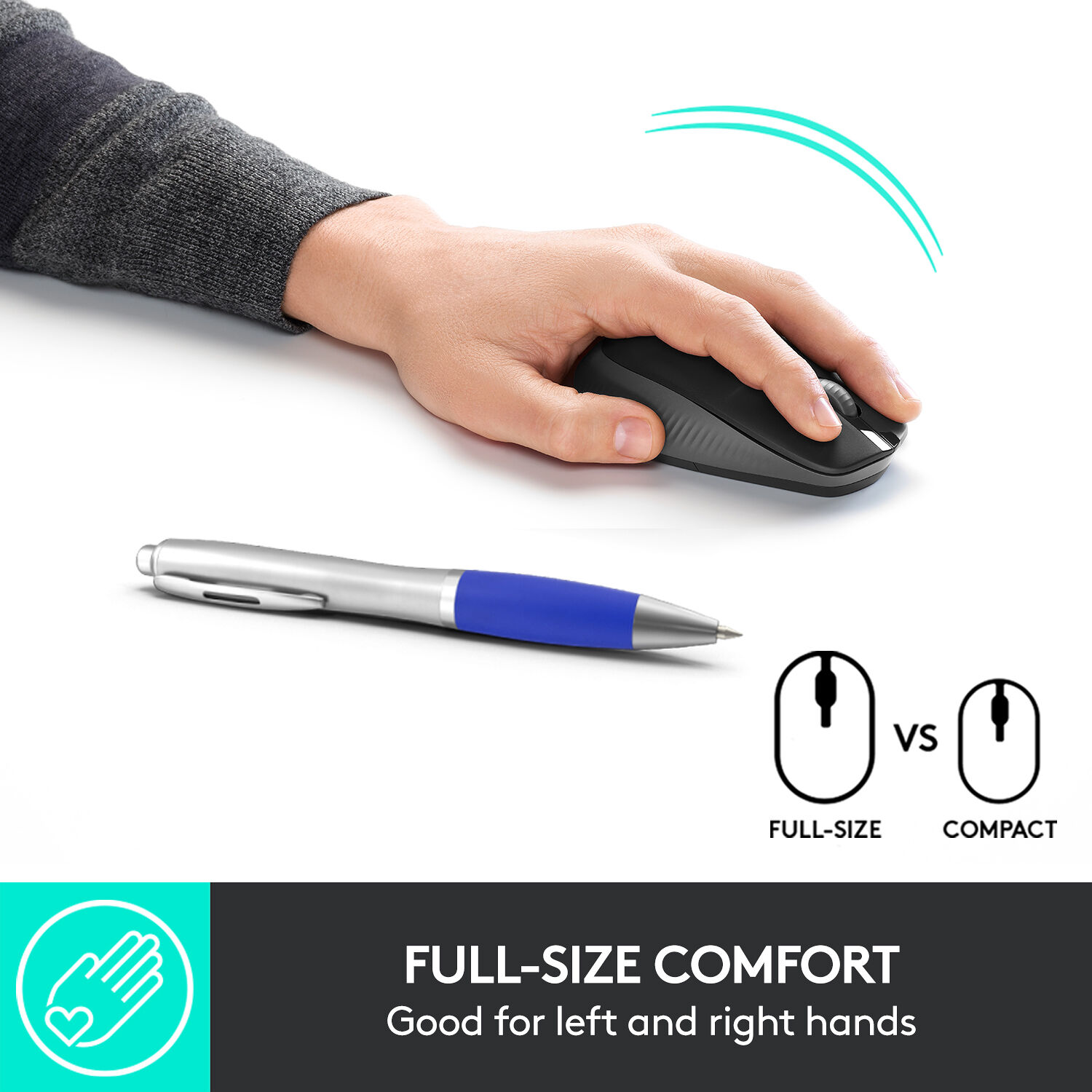 M190 Full-size wireless mouse - Charcoal — view 2