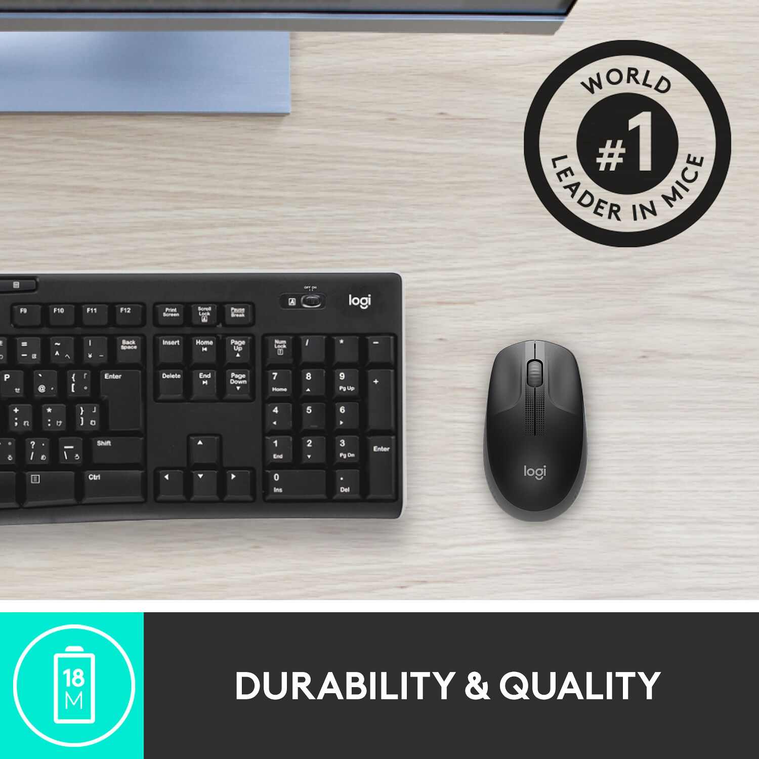 M190 Full-size wireless mouse - Charcoal — view 4