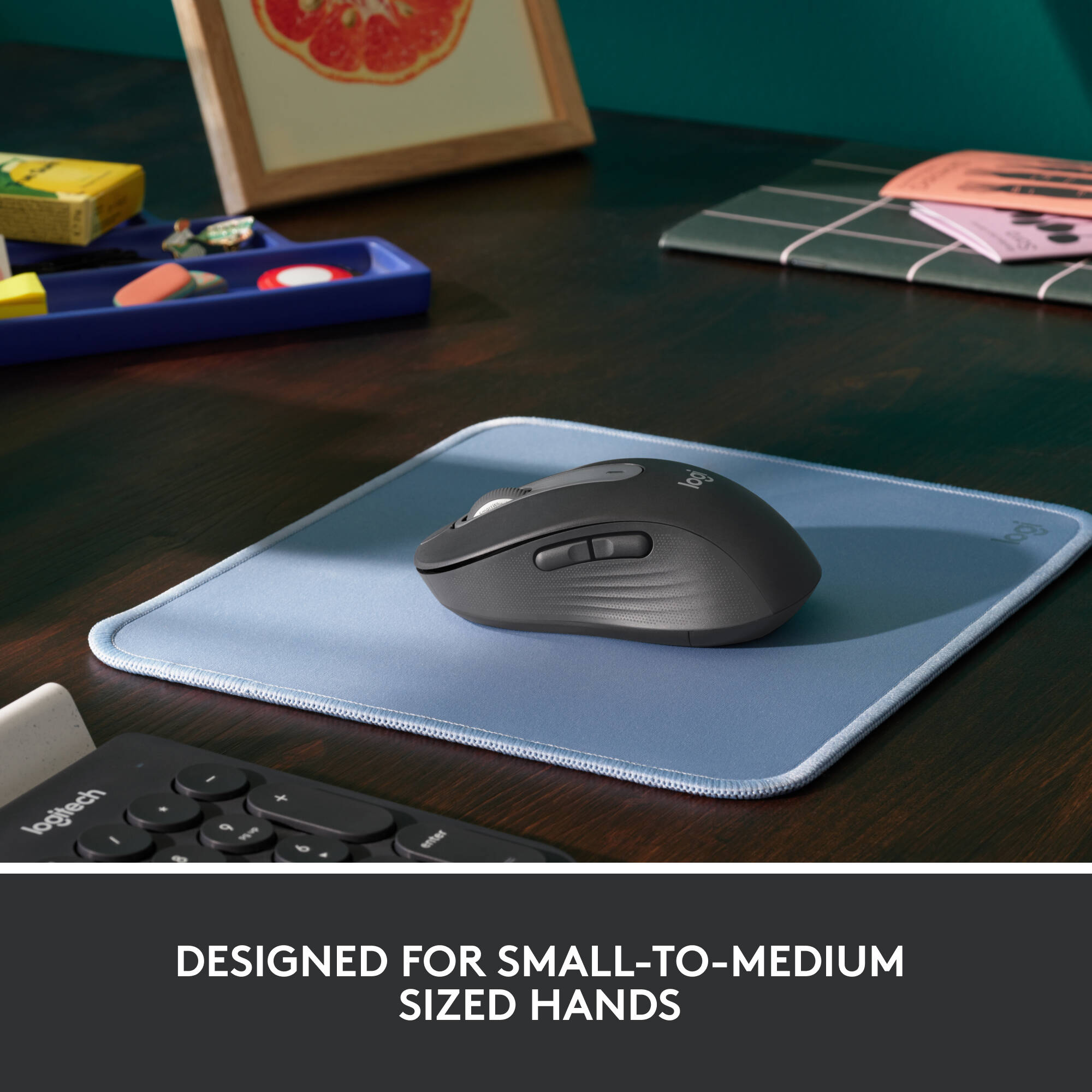 The comfort designed Signature M650 for Business Wireless Mouse increases productivity by 50% and work speed 30% vs a laptop touchpad. GRAPHITE — view 4