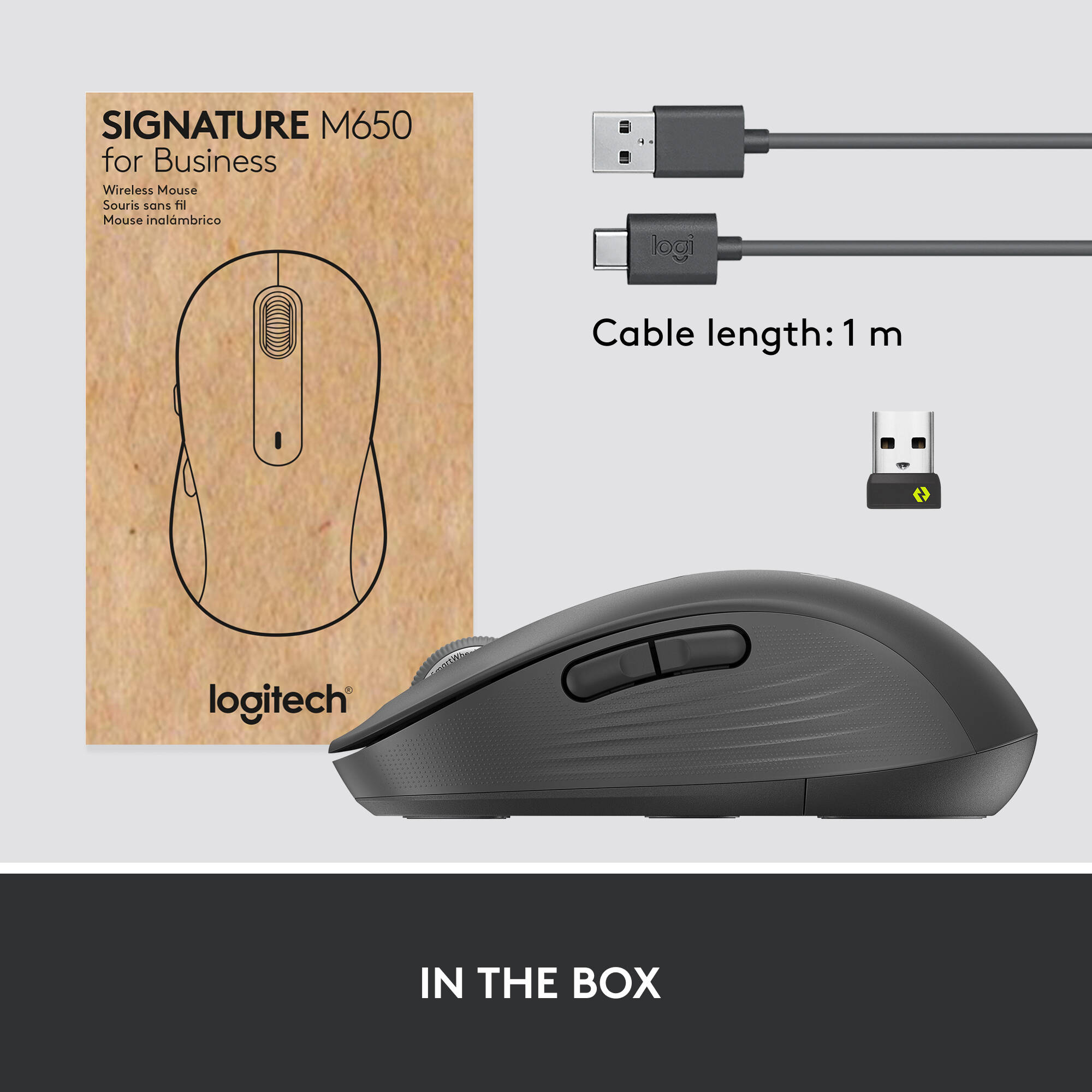 The comfort designed Signature M650 for Business Wireless Mouse increases productivity by 50% and work speed 30% vs a laptop touchpad. GRAPHITE — view 9