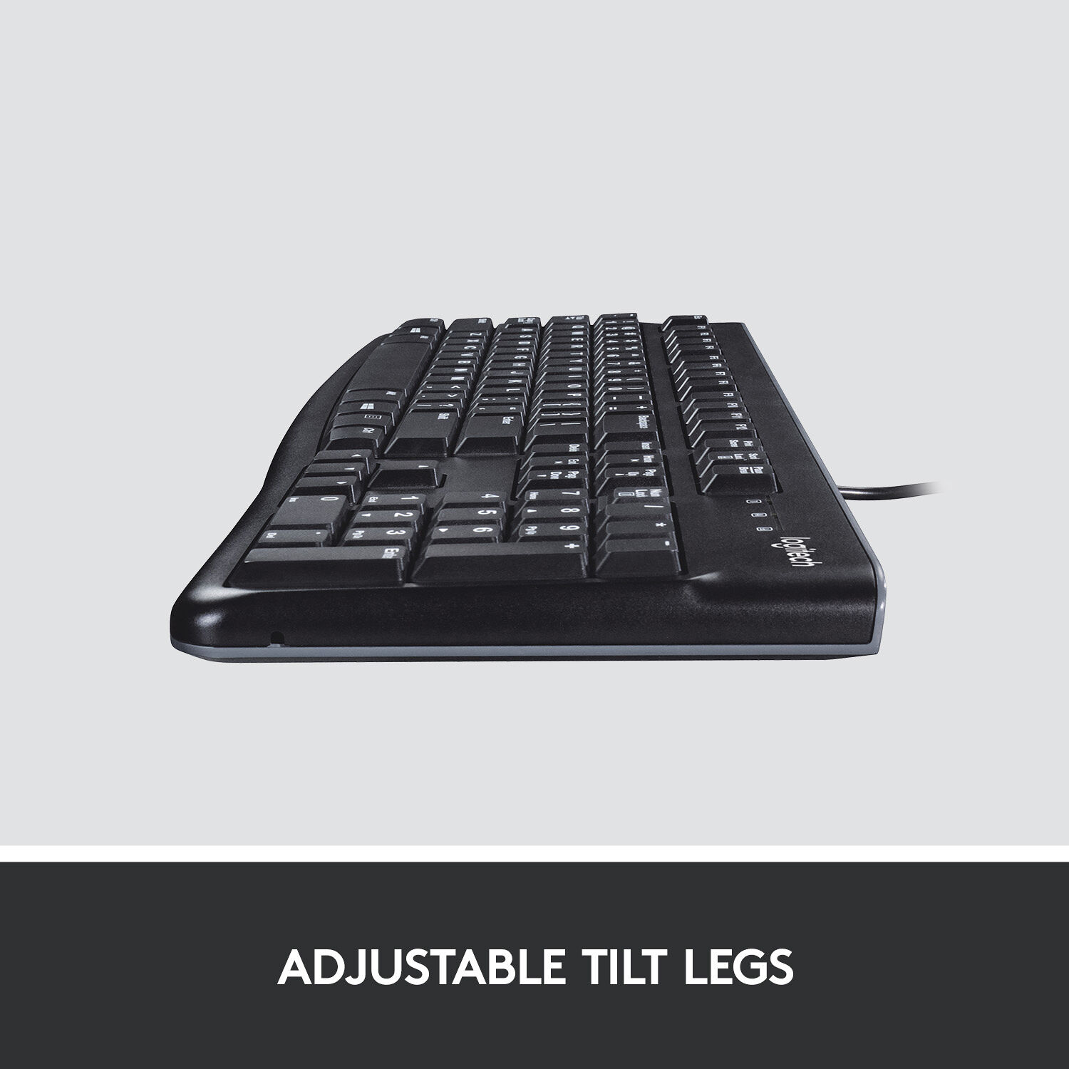 Logitech K120 full-size wired USB keyboard with quiet keys and slim profile — view 3