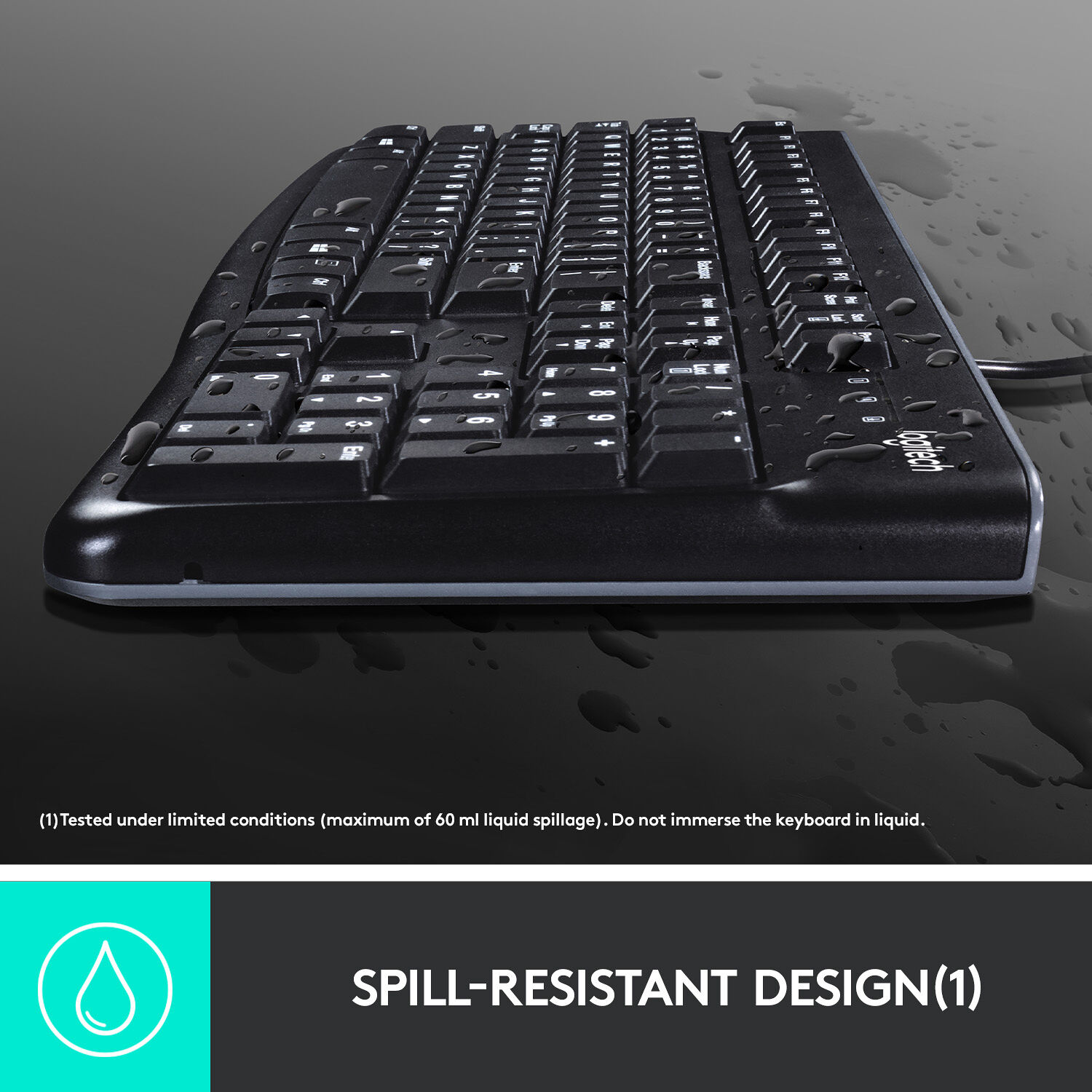 Logitech K120 full-size wired USB keyboard with quiet keys and slim profile — view 5