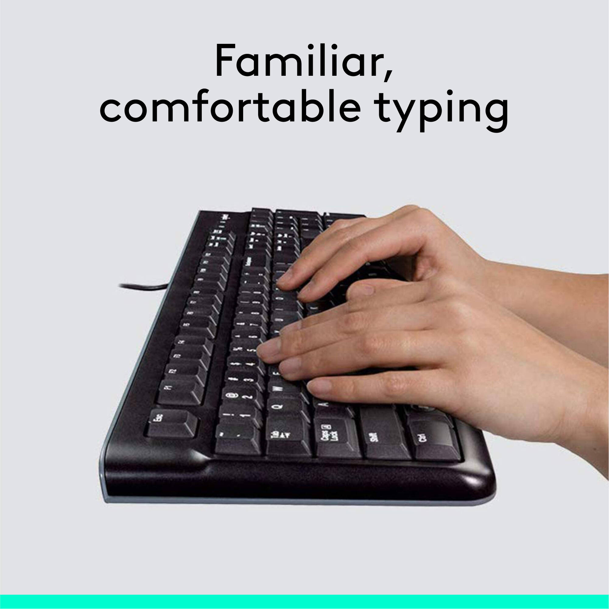 Logitech Desktop MK120 wired keyboard and optical mouse set with USB connection — view 2