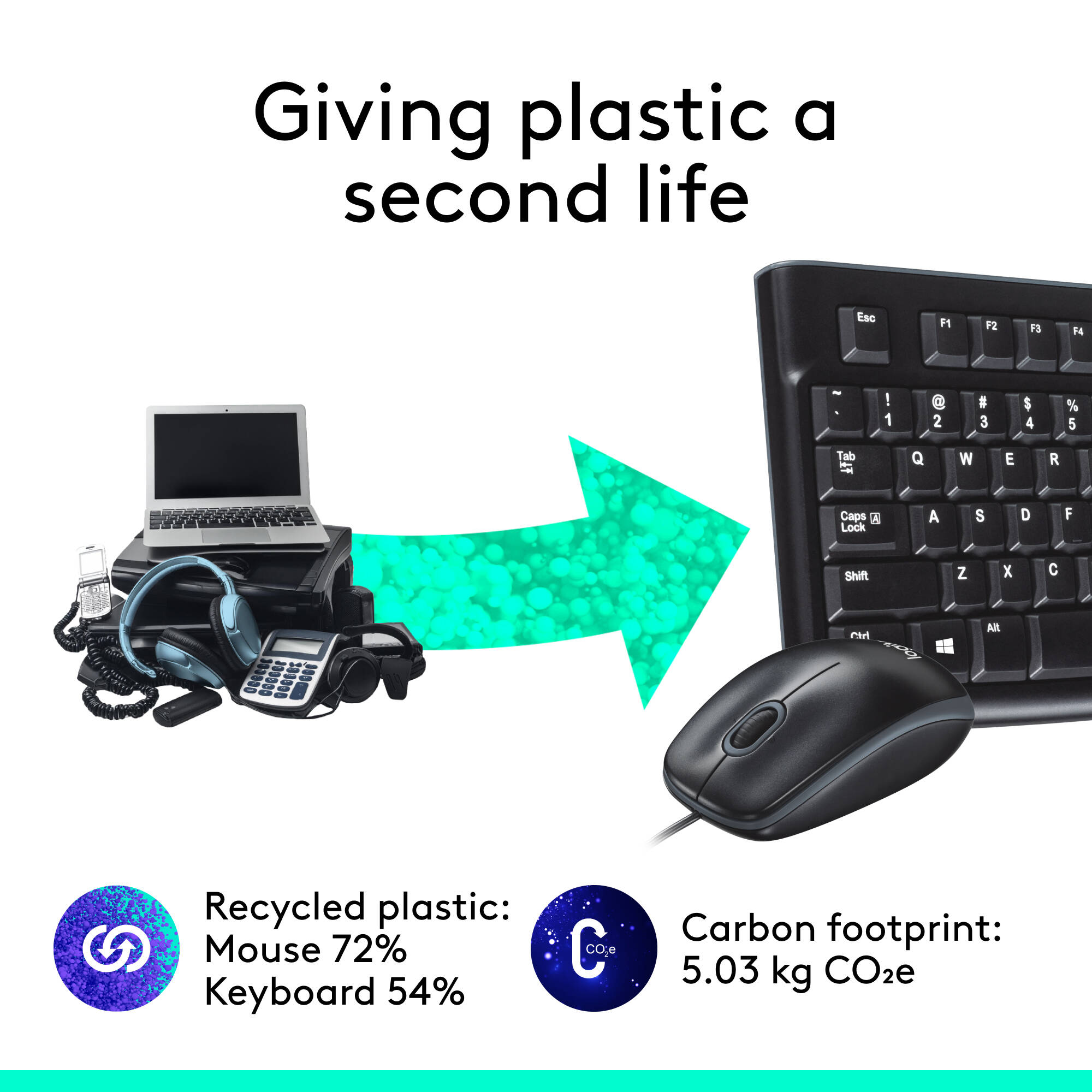 Logitech Desktop MK120 wired keyboard and optical mouse set with USB connection — view 5