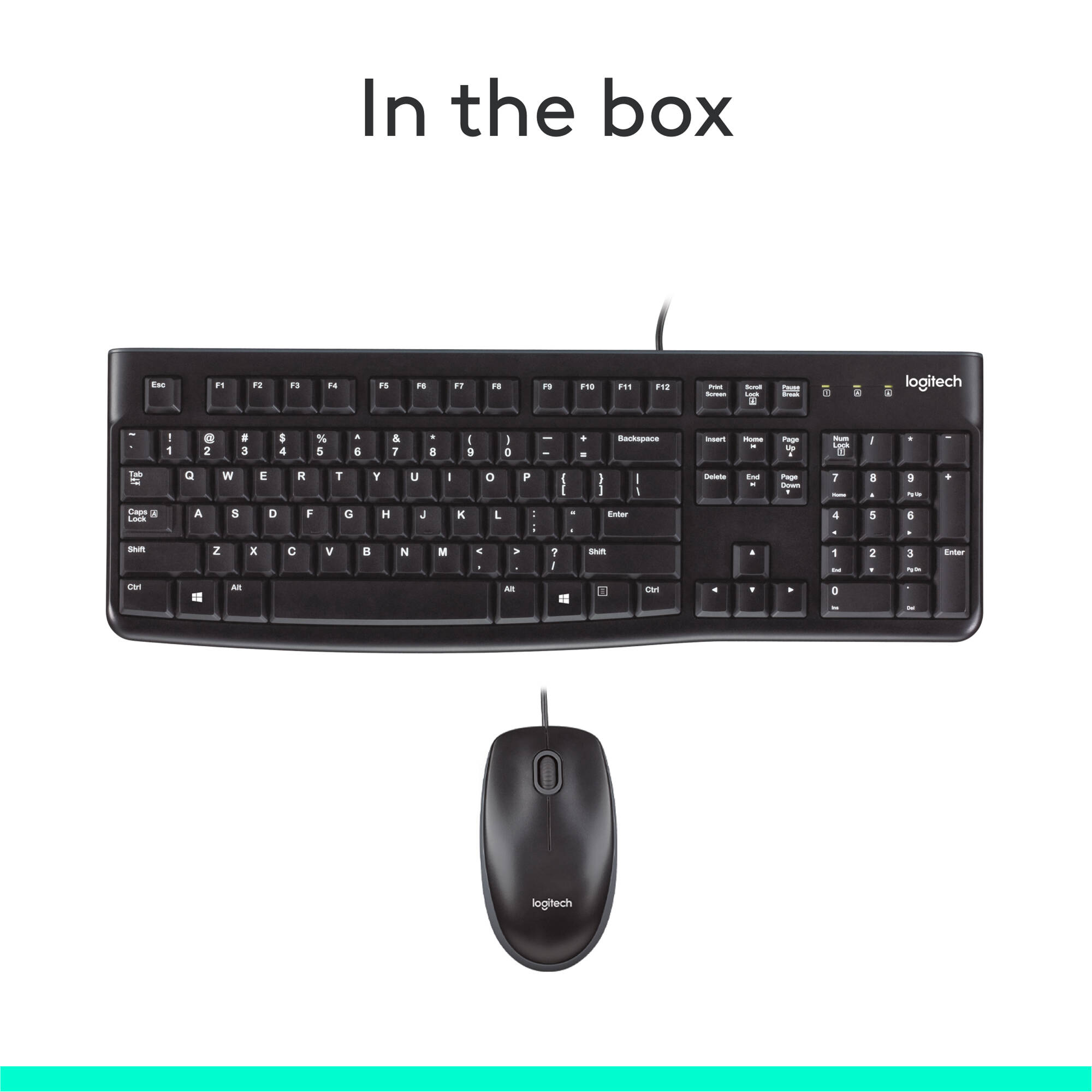 Logitech Desktop MK120 wired keyboard and optical mouse set with USB connection — view 9