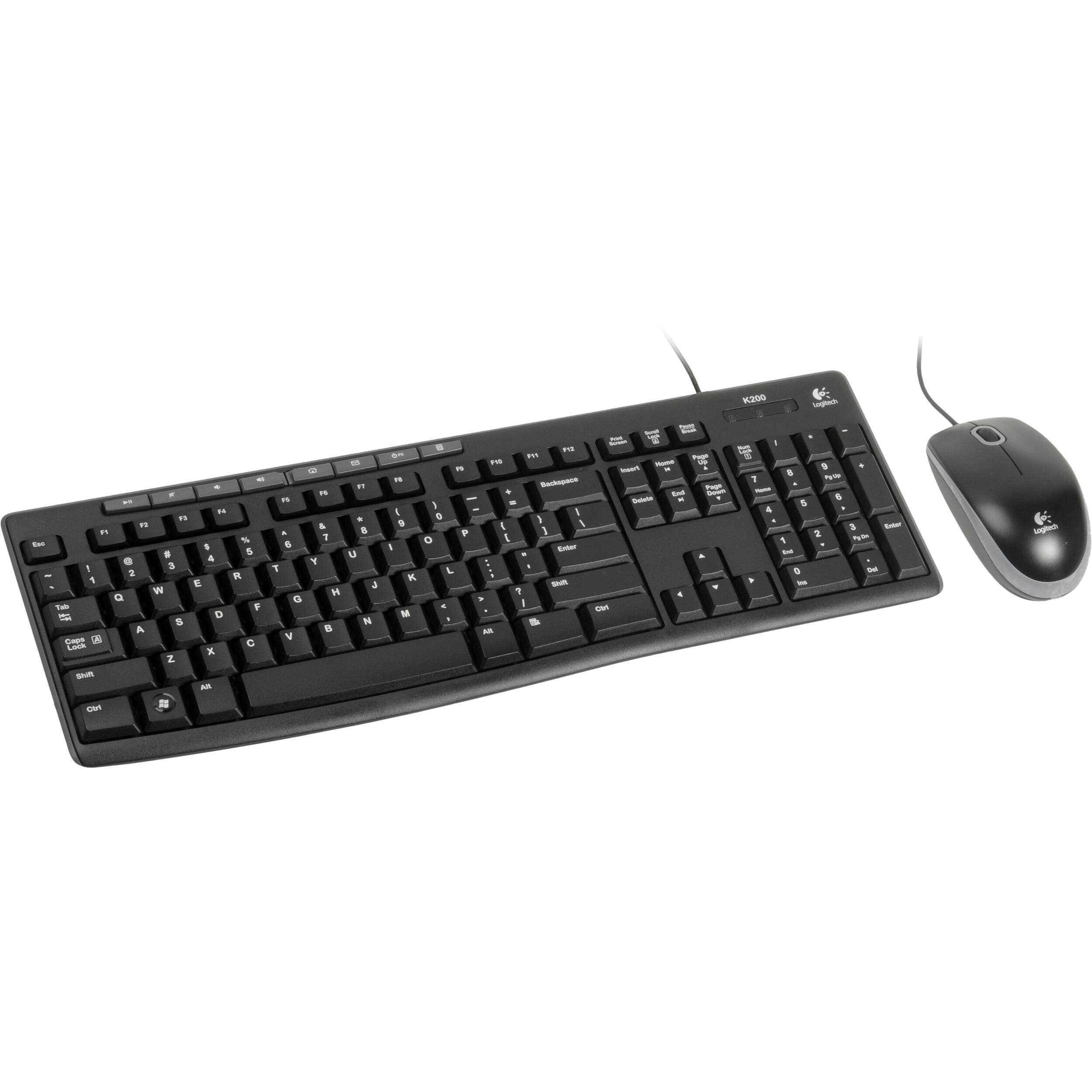 Logitech MK200 wired keyboard and mouse combo with USB connection and one-touch media controls — view 2