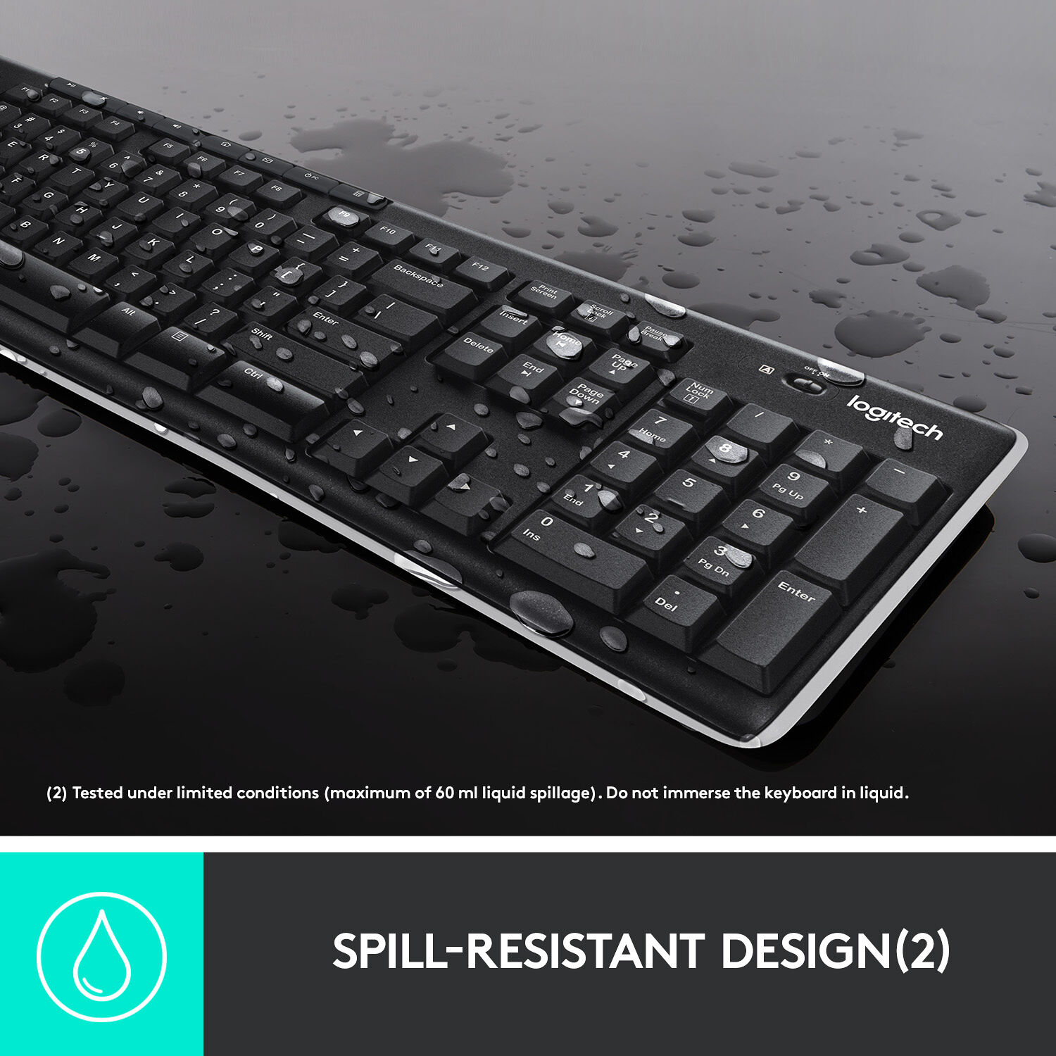 Logitech K270 wireless keyboard with full-size layout and USB receiver — view 5