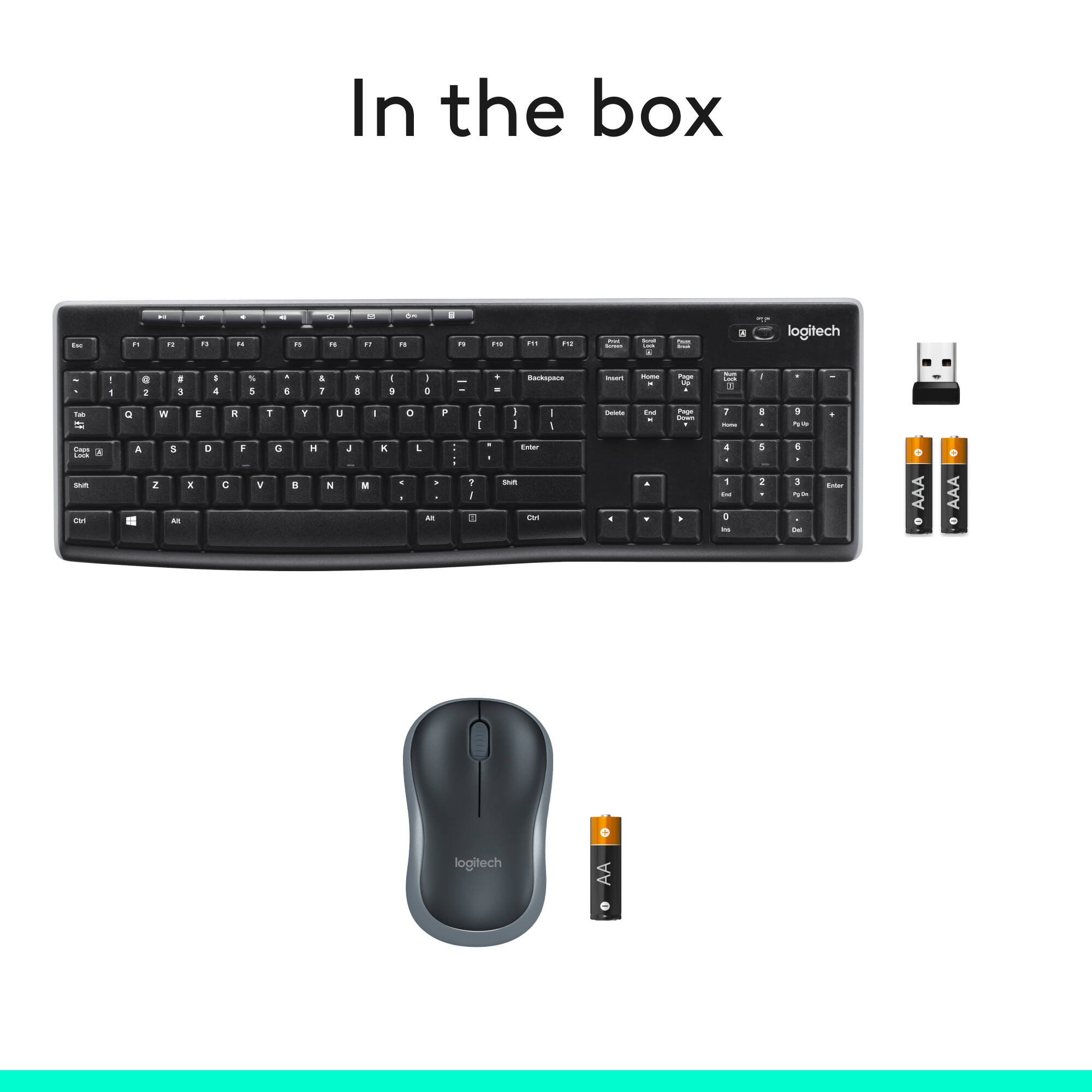Logitech MK270 Wireless Combo keyboard and mouse with tiny USB receiver — view 10