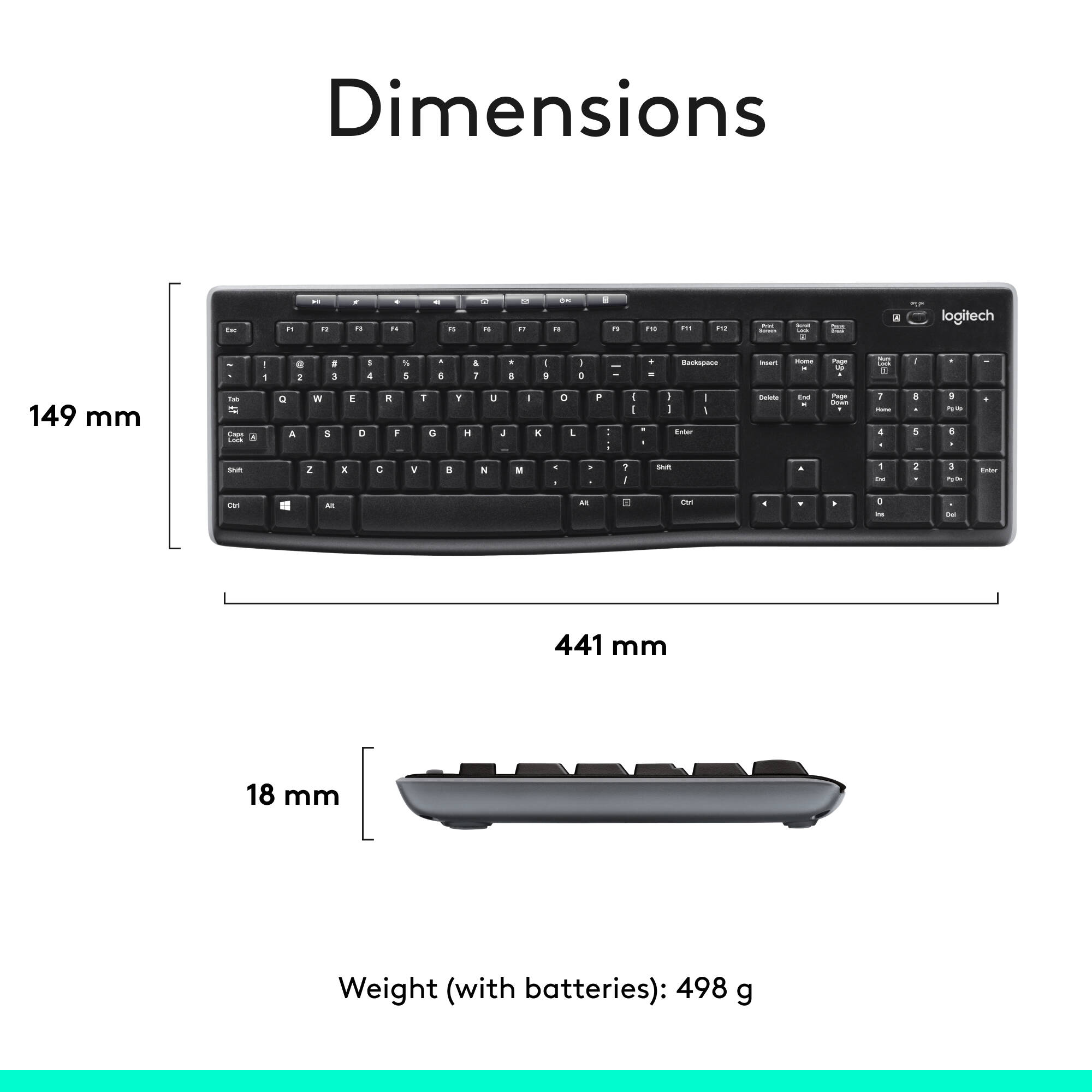 Logitech MK270 Wireless Combo keyboard and mouse with tiny USB receiver — view 8