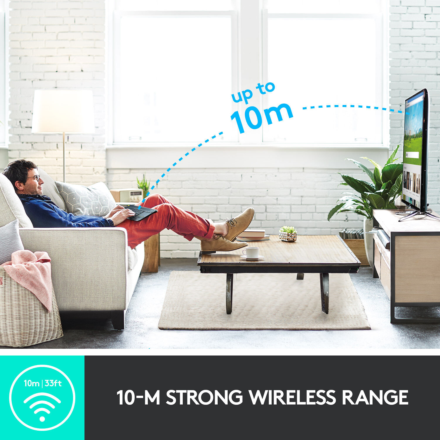 Logitech K400 Plus wireless keyboard with integrated touchpad for Smart TV and couch control — view 5