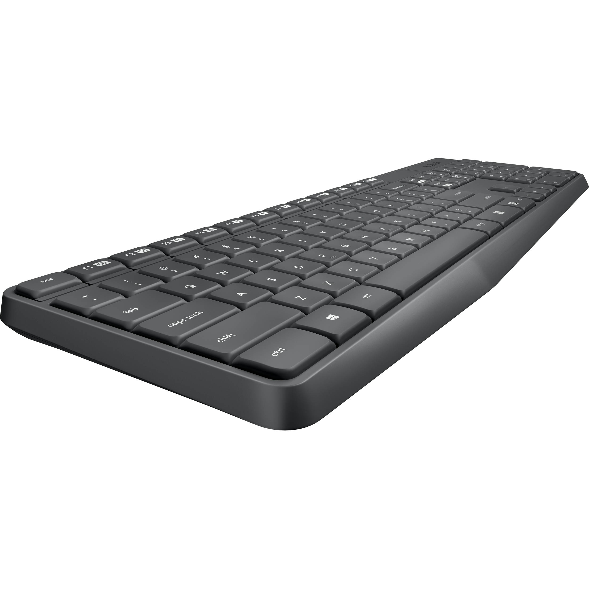 Logitech MK235 wireless keyboard and mouse combo in black with full-size QWERTY layout — view 4