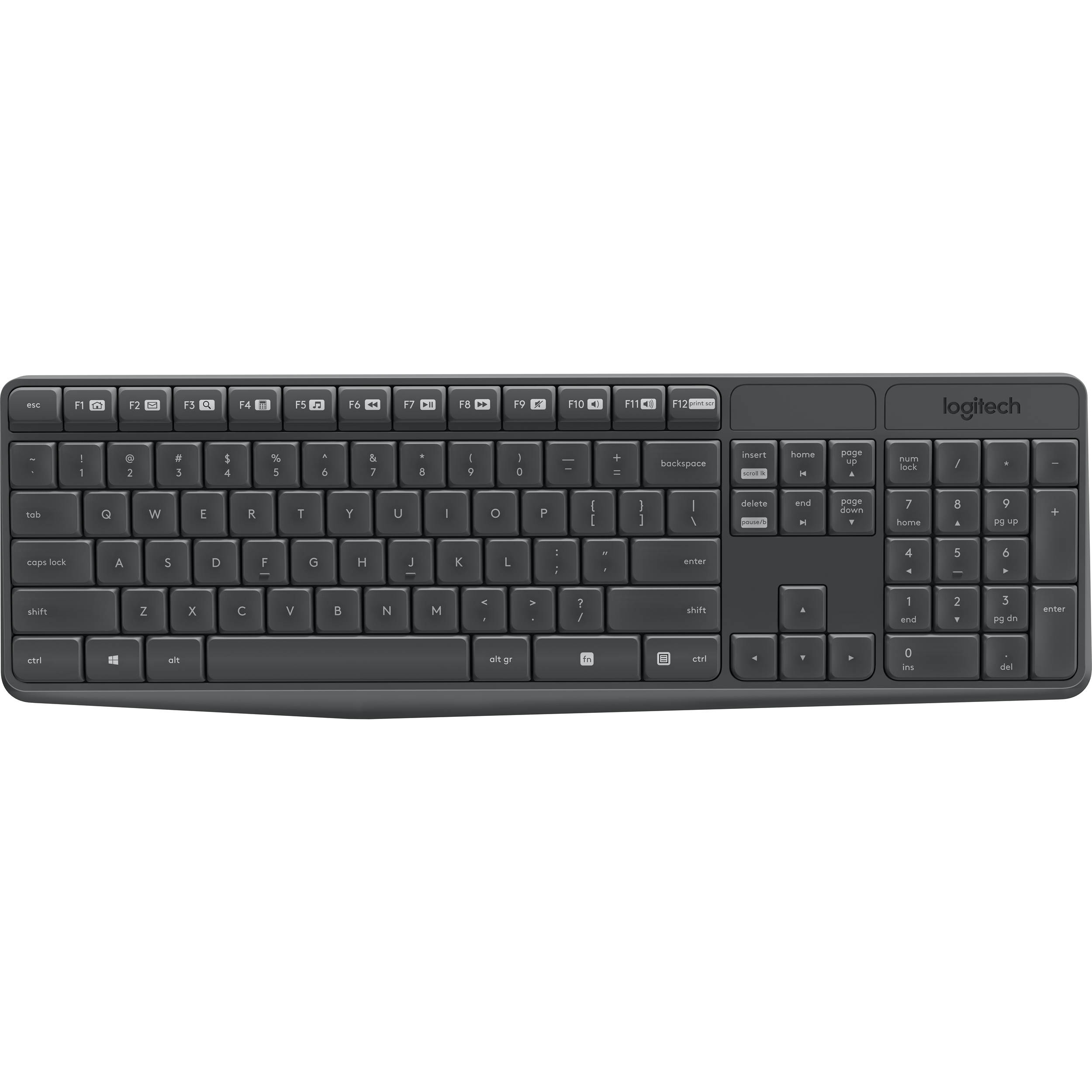Logitech MK235 wireless keyboard and mouse combo in black with full-size QWERTY layout — view 6