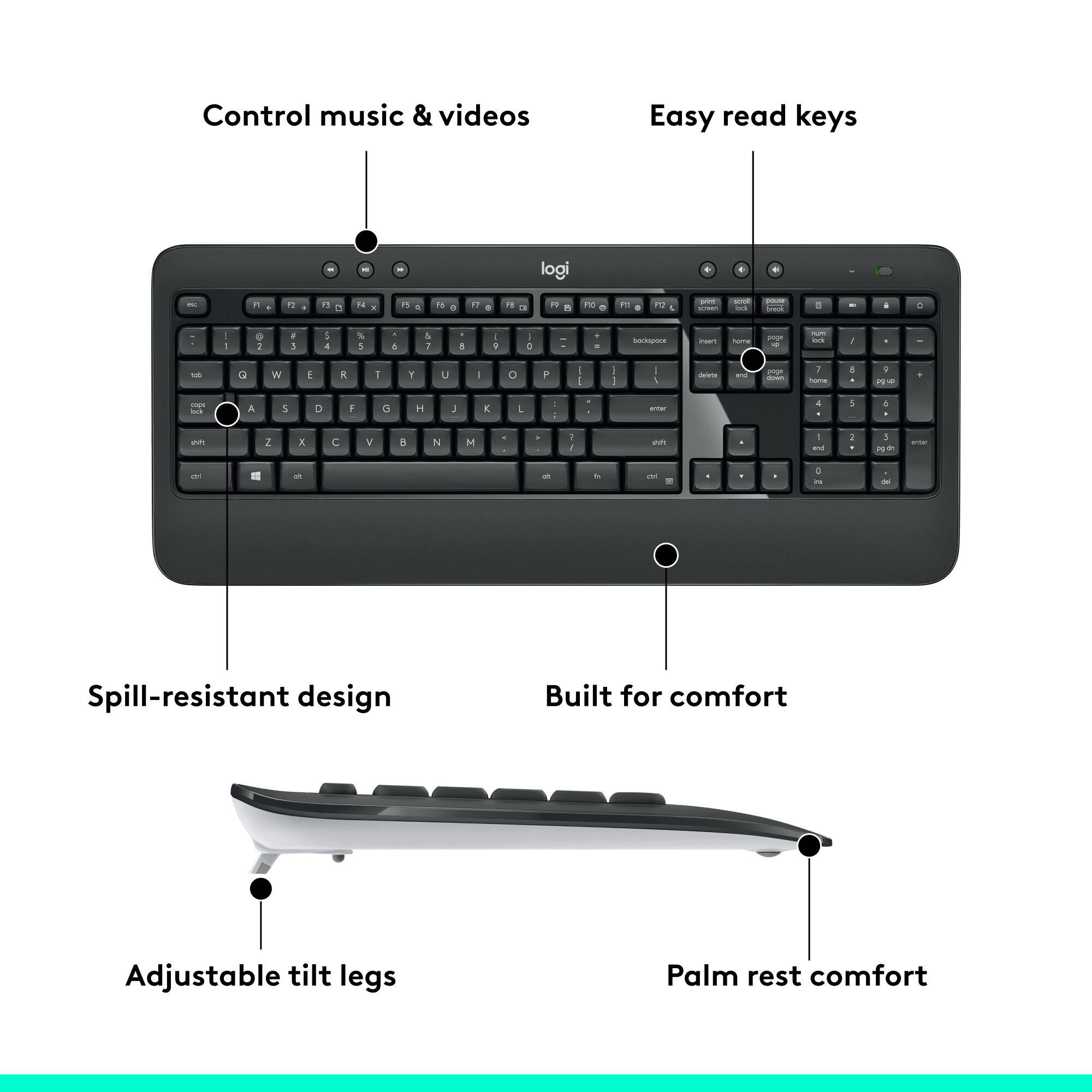 Logitech Wireless Combo MK540 full-size wireless keyboard and mouse set — view 6