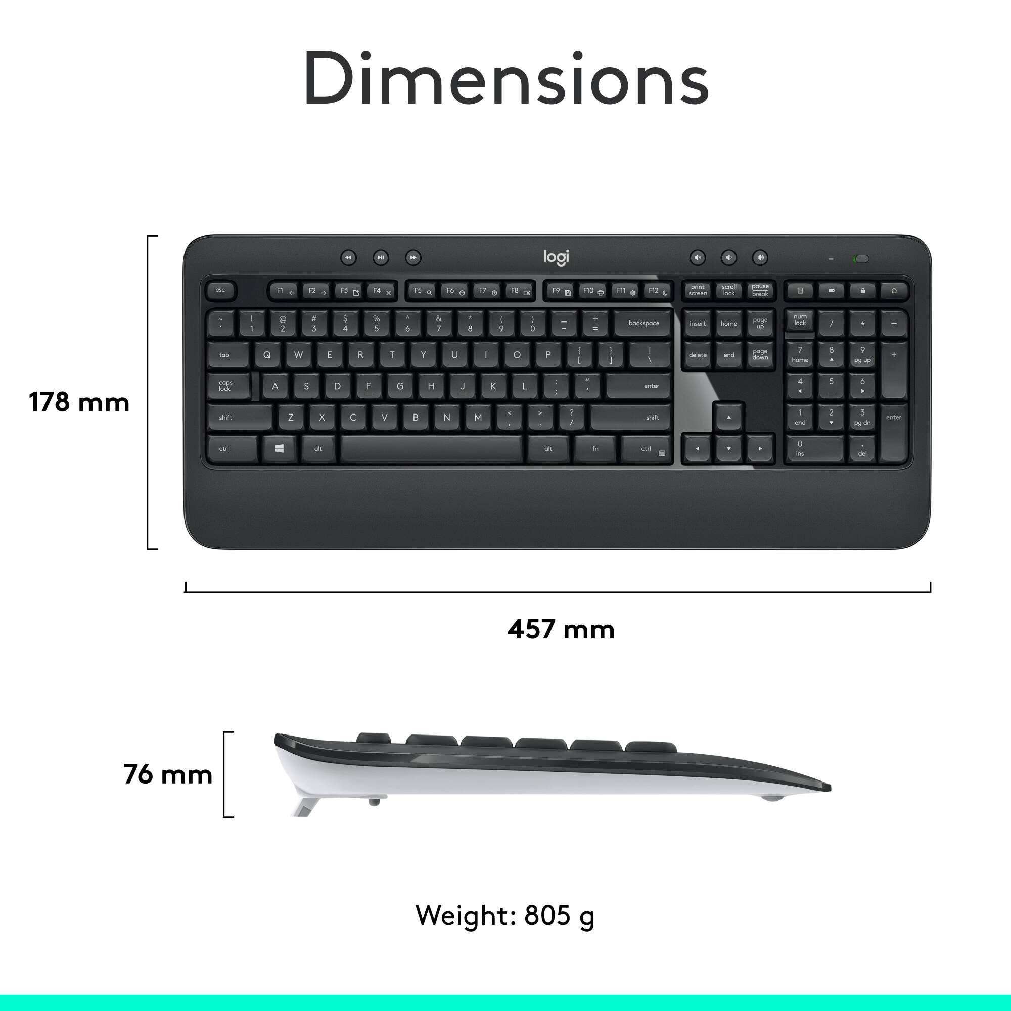 Logitech Wireless Combo MK540 full-size wireless keyboard and mouse set — view 7