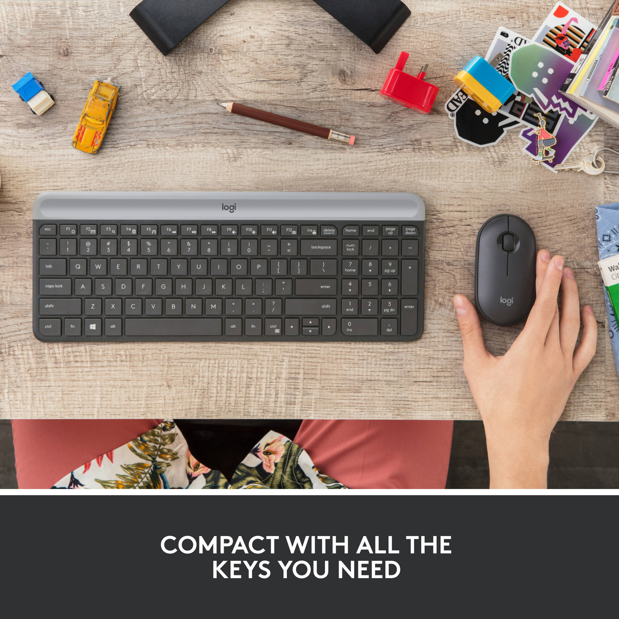 Logitech MK470 slim wireless keyboard and mouse combo with compact keyboard and ambidextrous mouse — view 2