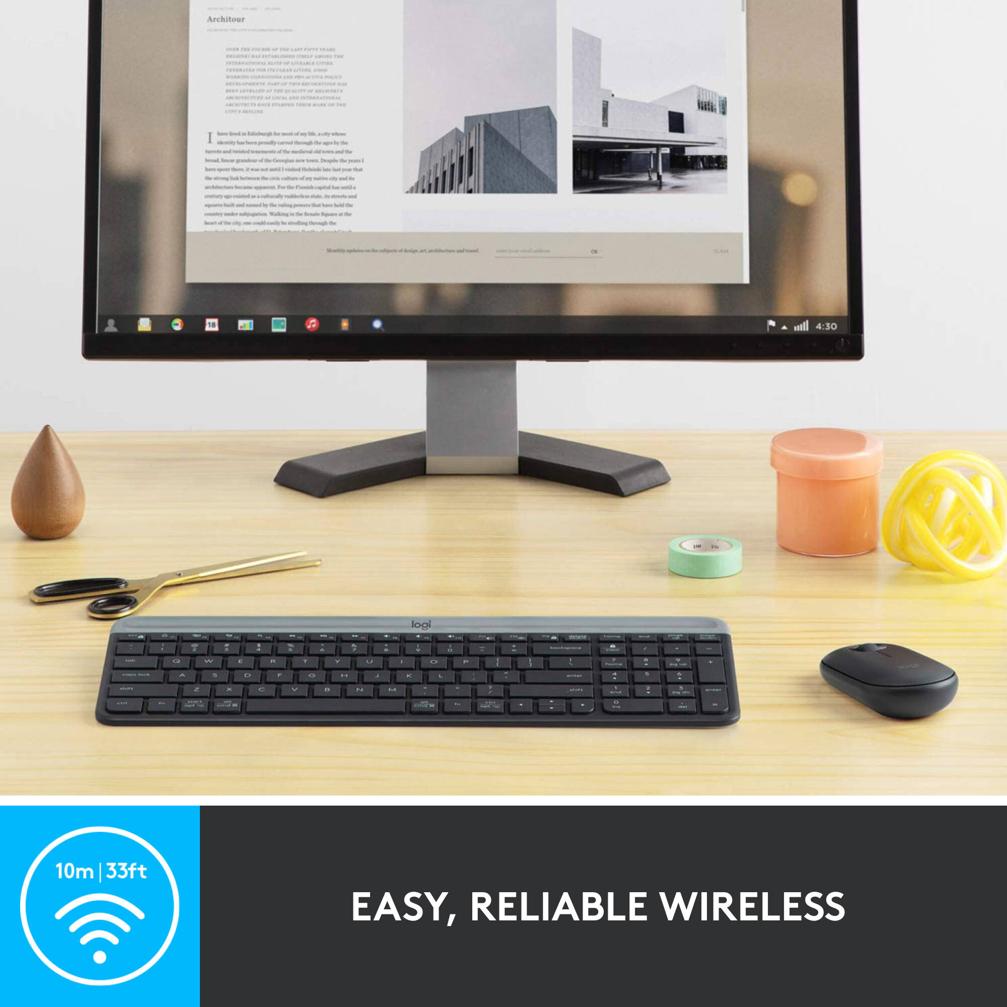 Logitech MK470 slim wireless keyboard and mouse combo with compact keyboard and ambidextrous mouse — view 4