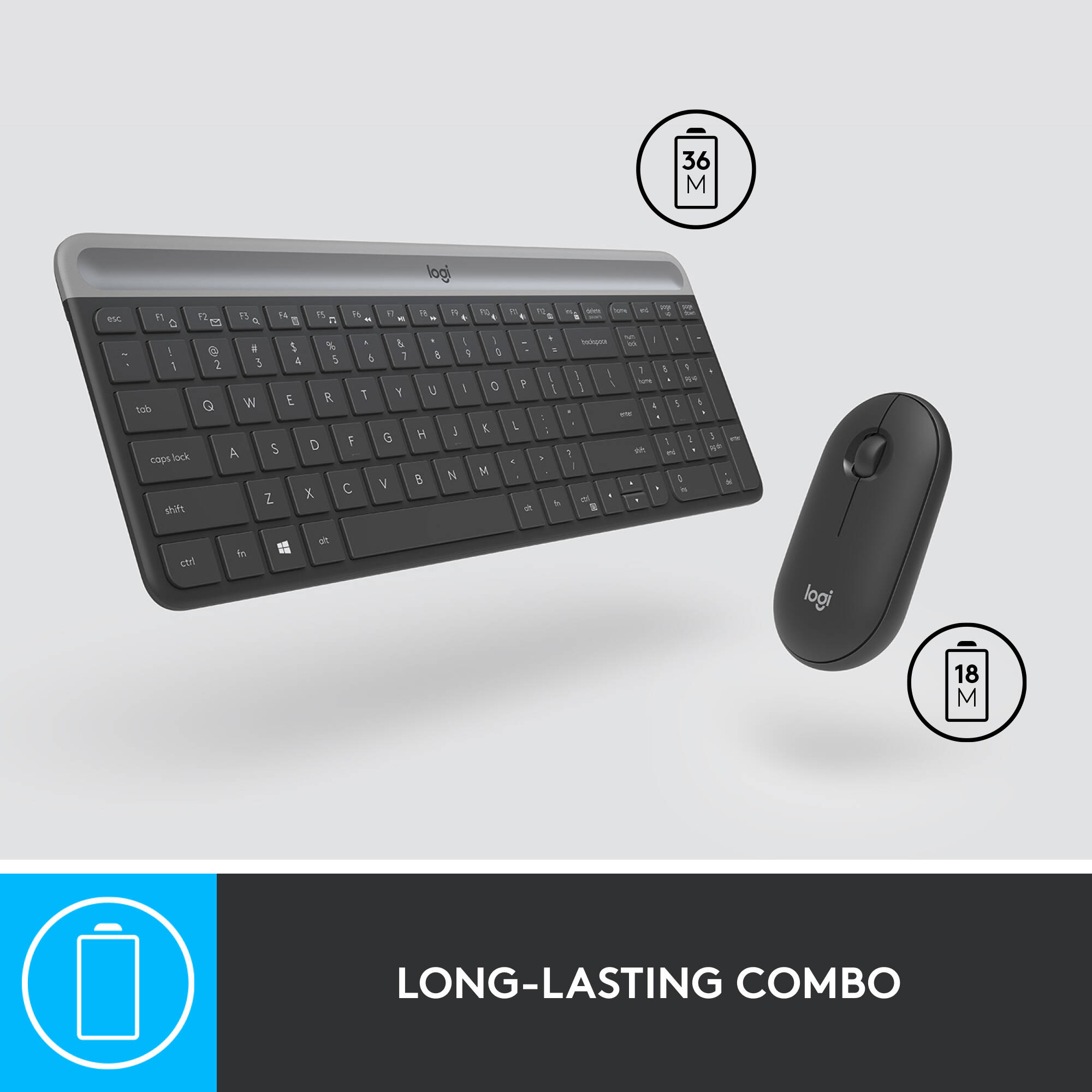 Logitech MK470 slim wireless keyboard and mouse combo with compact keyboard and ambidextrous mouse — view 5