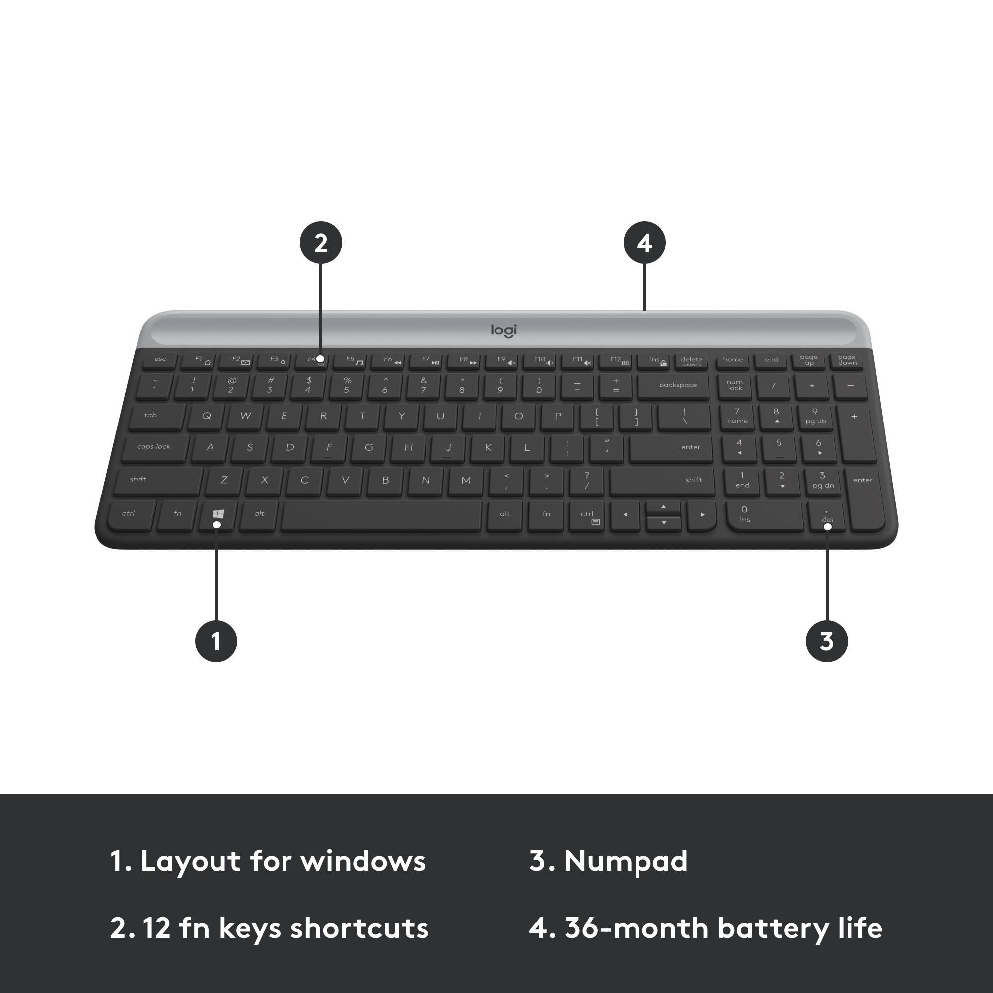 Logitech MK470 slim wireless keyboard and mouse combo with compact keyboard and ambidextrous mouse — view 6
