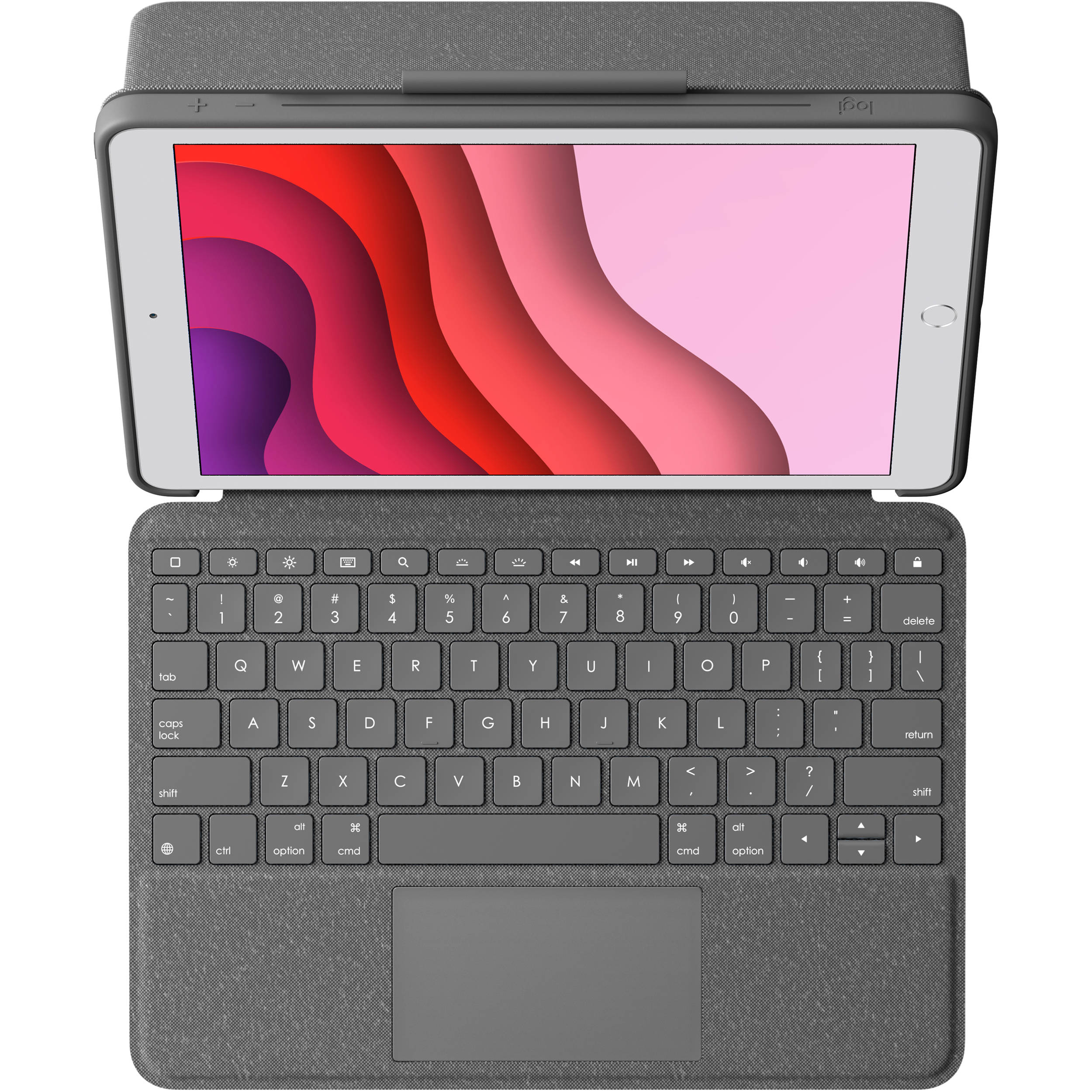 Logitech Combo Touch keyboard case for iPad 7th 8th 9th generation in graphite — view 2